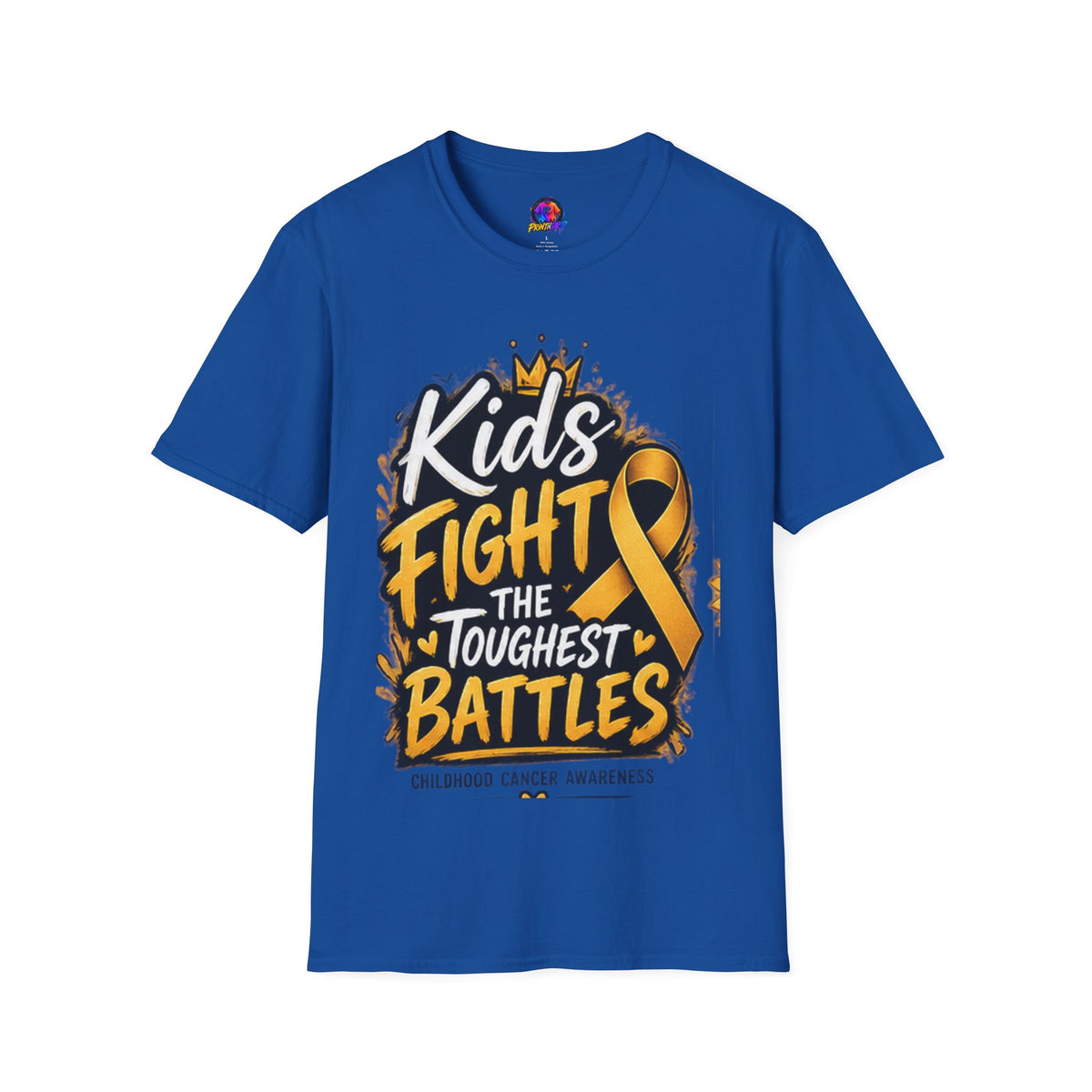 Children's Cancer Awareness T-Shirt — "Kids Fight The Toughest Battles" Gold Ribbon