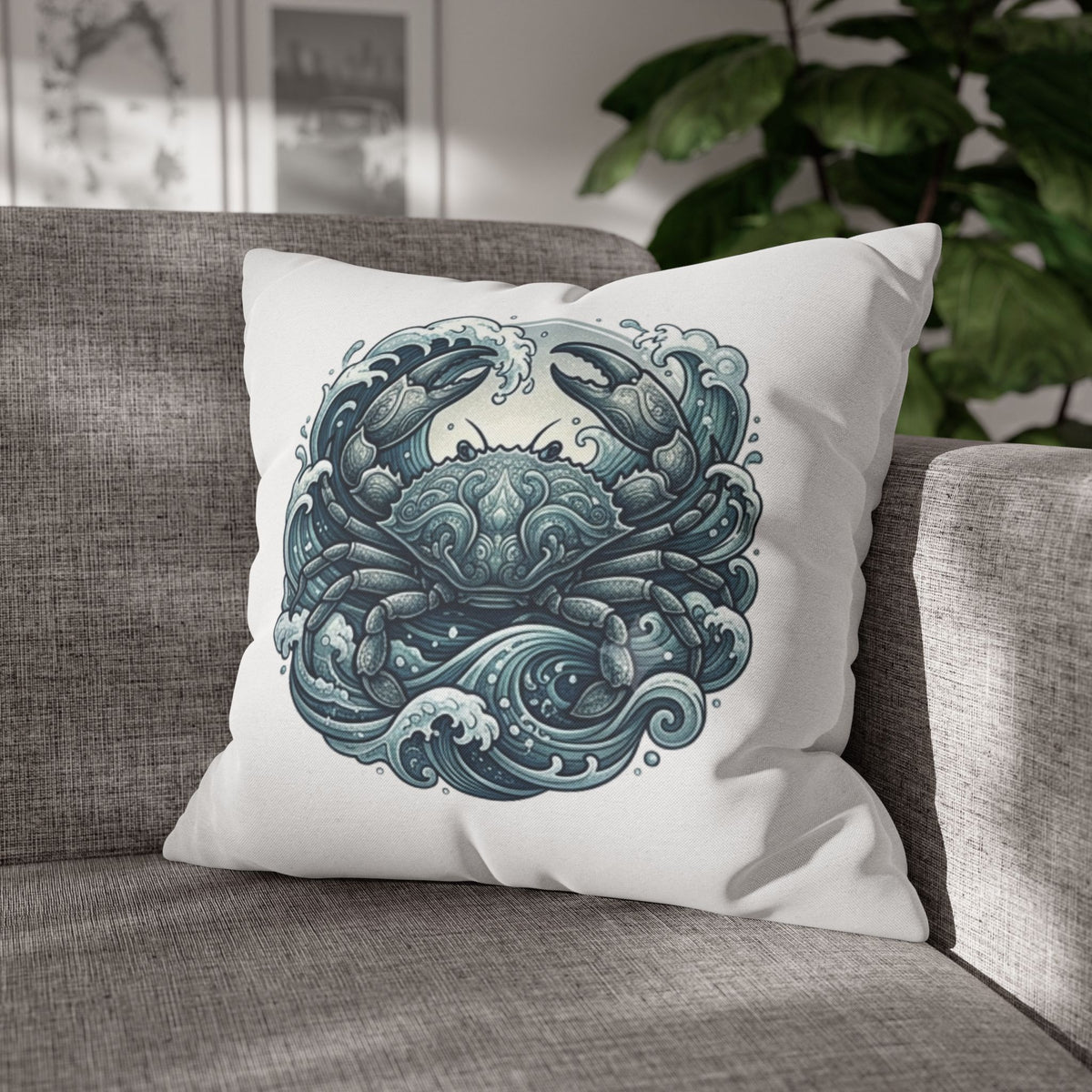 Cancer Zodiac Ocean Crab Decorative Pillowcase — Nautical Coastal Accent