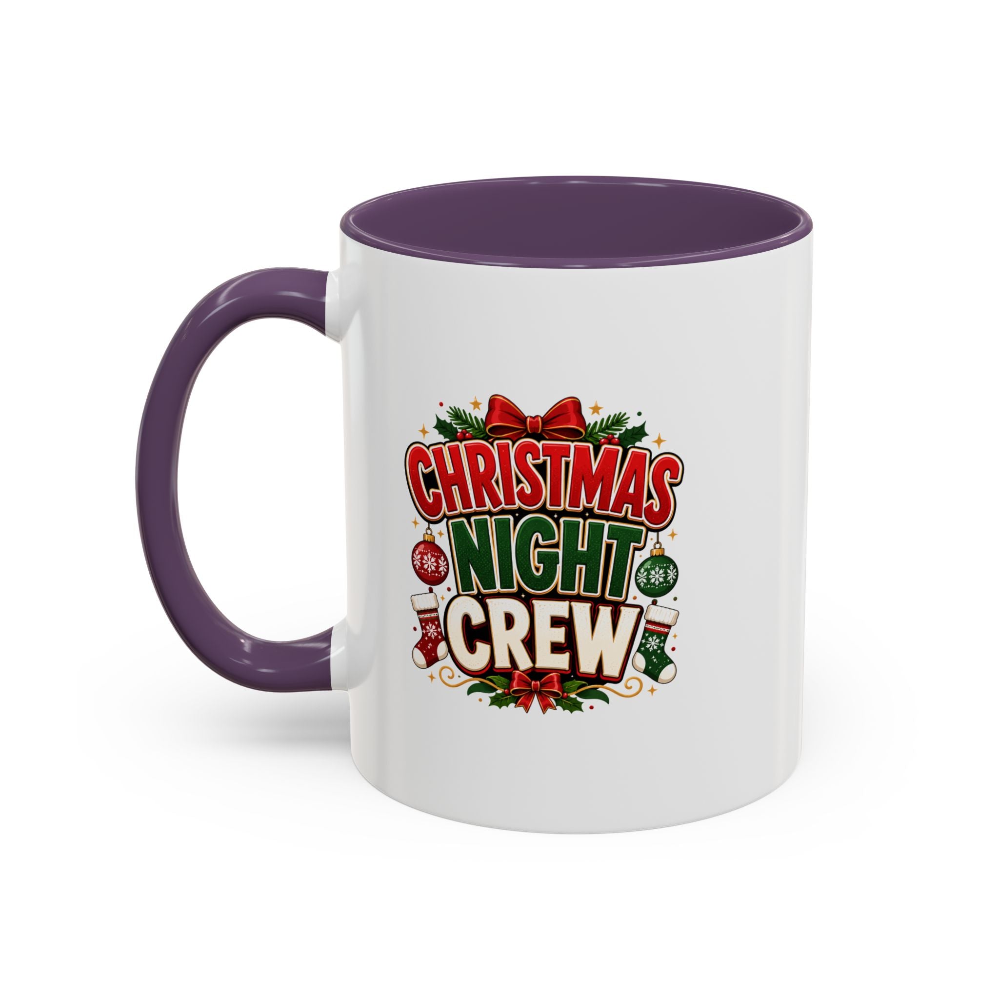 Christmas Night Crew Accent Coffee Mug – Festive Holiday Coffee Cup