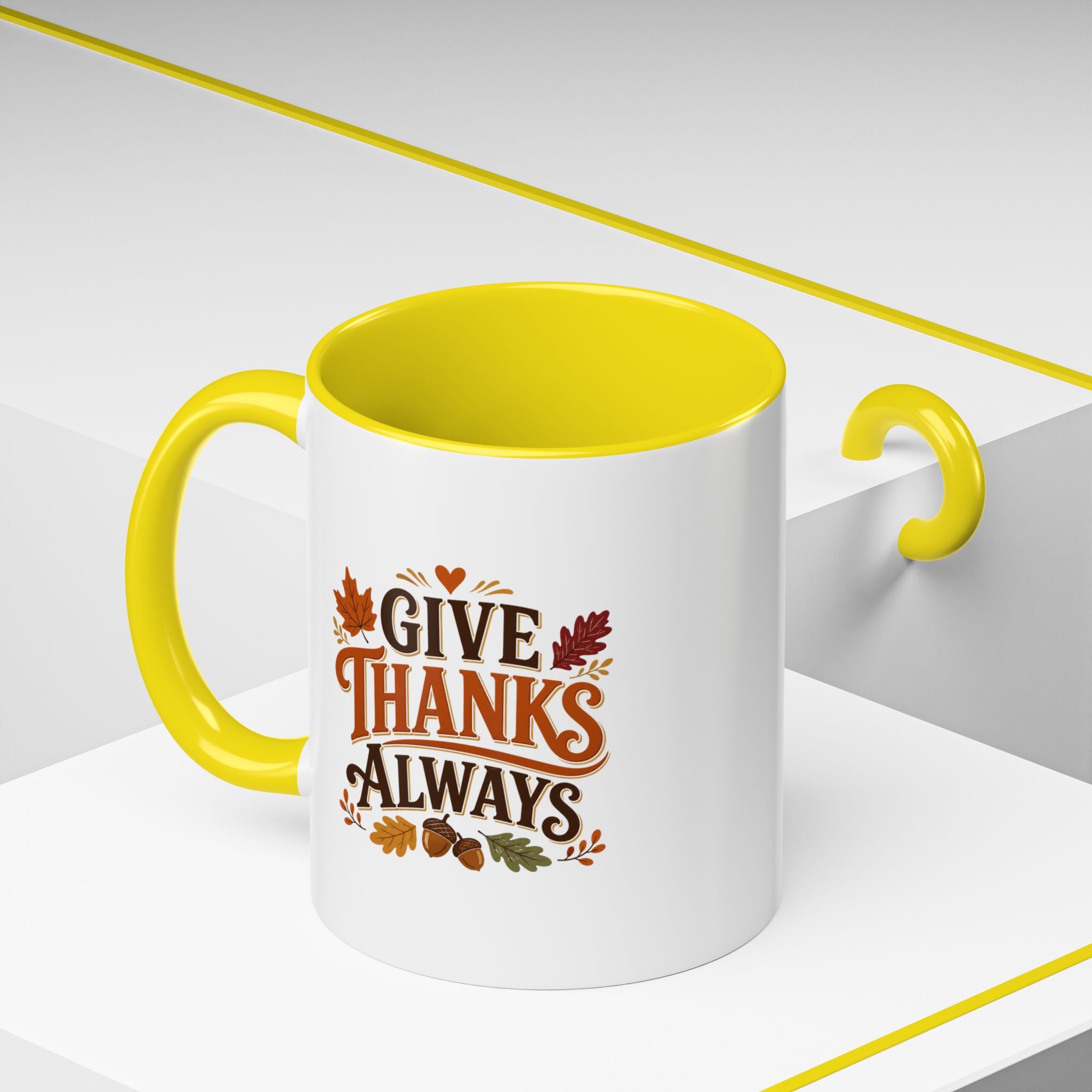 Thanksgiving Mug Give Thanks Always Accent Coffee Mug — Thanksgiving Autumn Ceramic Mug