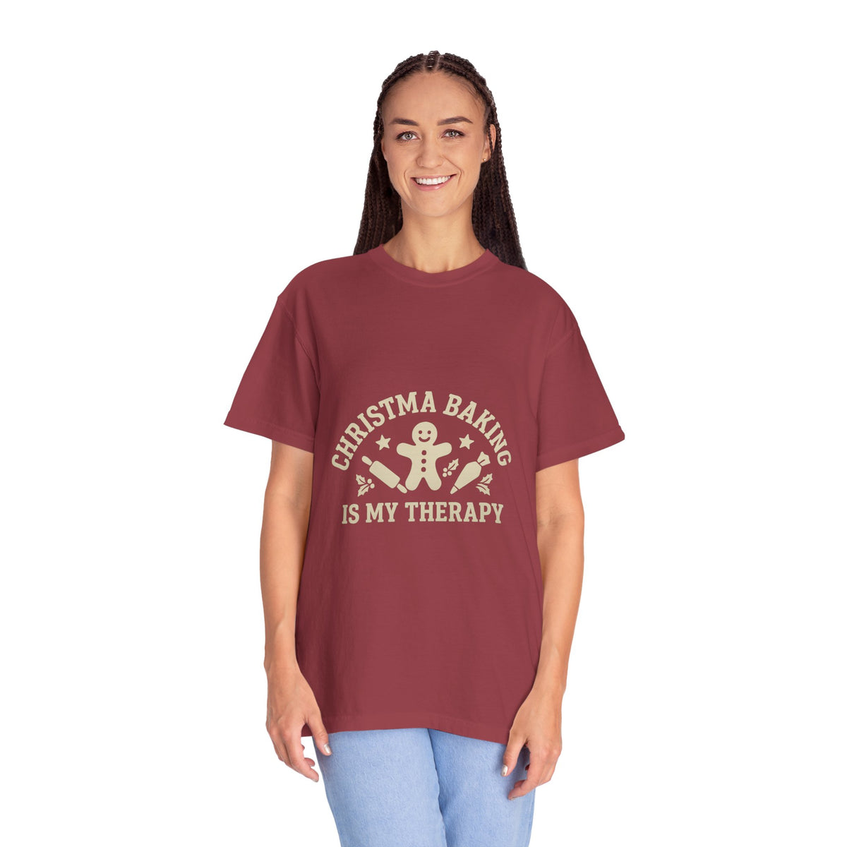 Christmas Baking T-Shirt — "Christmas Baking Is My Therapy" Gingerbread Holiday Tee- Trending Now - October 2026