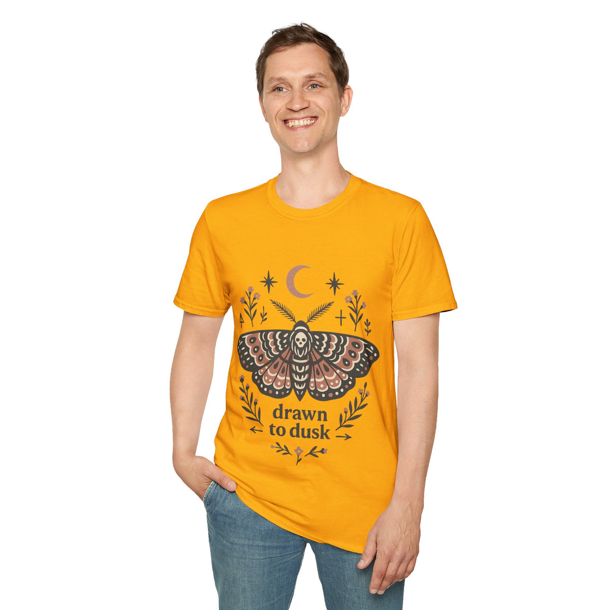 Mystic Moth T-Shirt — Crescent Moon & Floral Boho Graphic - Trending Now- August 2026