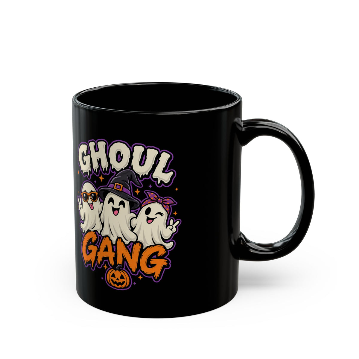 Ghoul Gang Halloween Mug — Cute Ghosts Graphic Coffee Cup (11oz & 15oz)