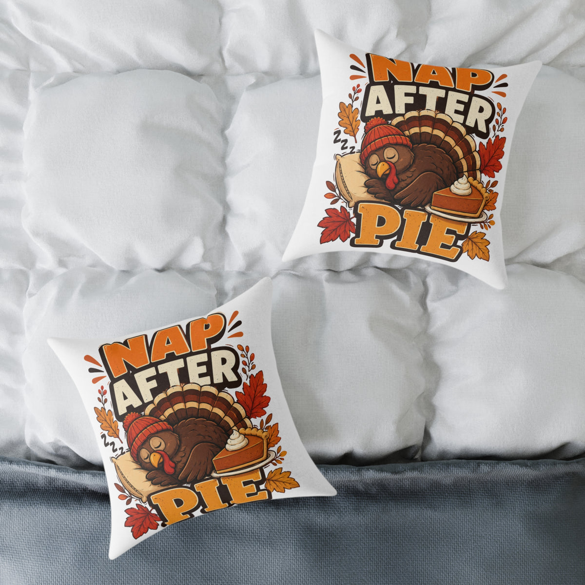 Thanksgiving Pillow — 'Nap After Pie' Turkey Throw Pillow