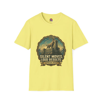 Silent Moves, Loud Results Goat Graphic Tee — Motivational Mountain Goat Shirt