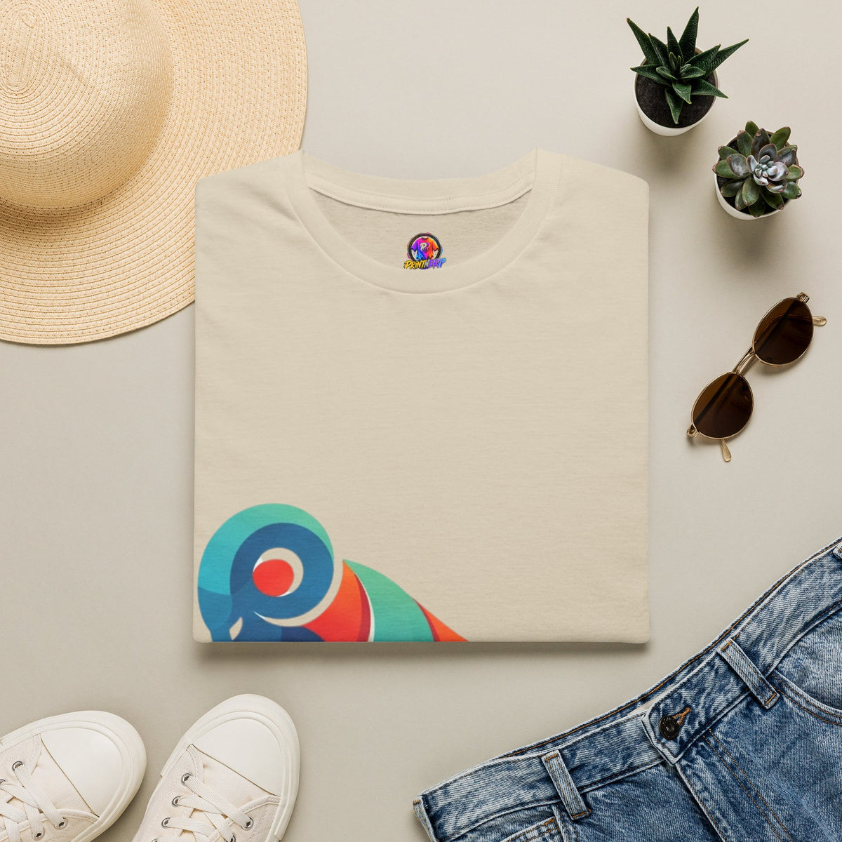 Ram Graphic T-Shirt — Colorful Geometric Sheep/Goat Art