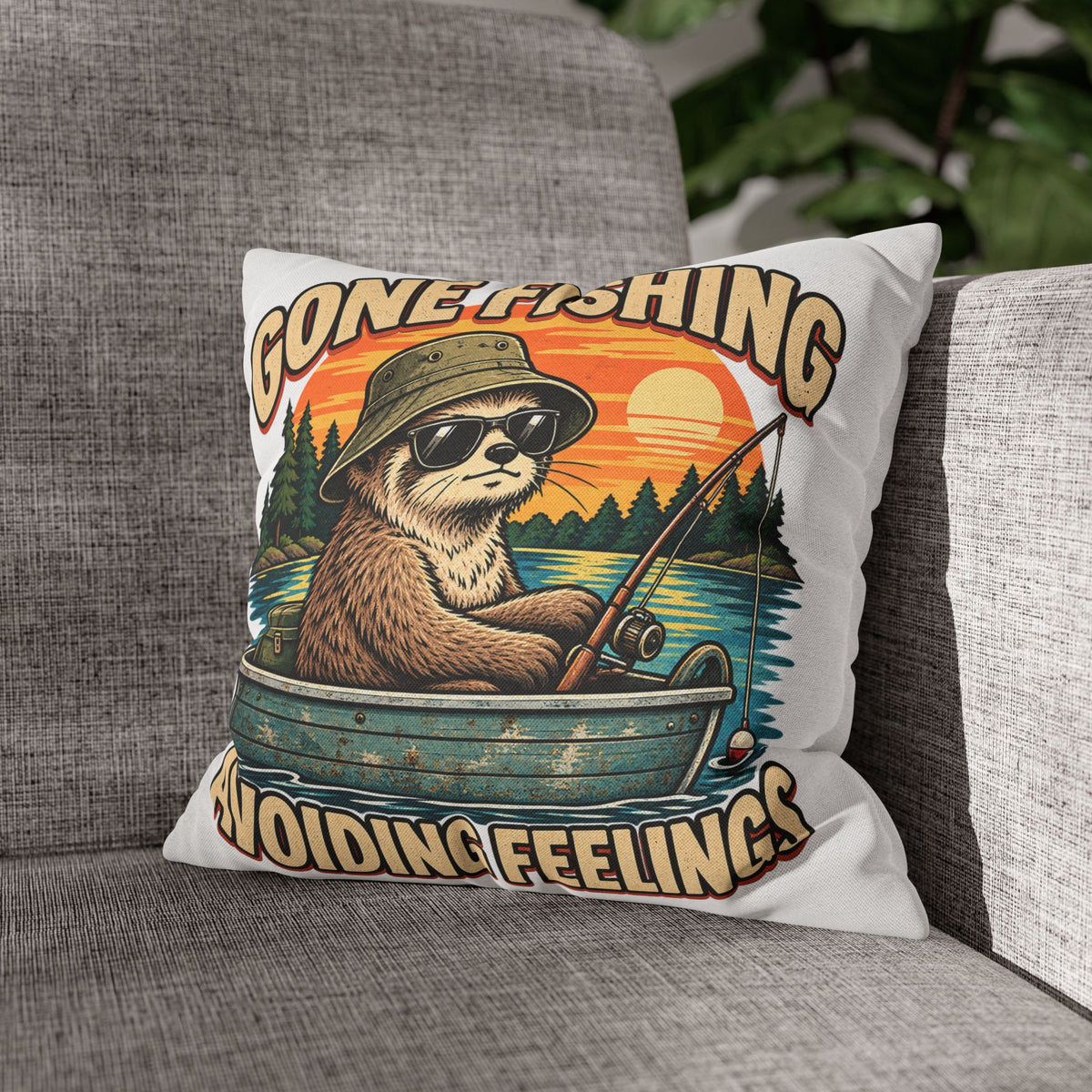 Funny Gone Fishing Avoiding Feelings Decorative Pillowcase