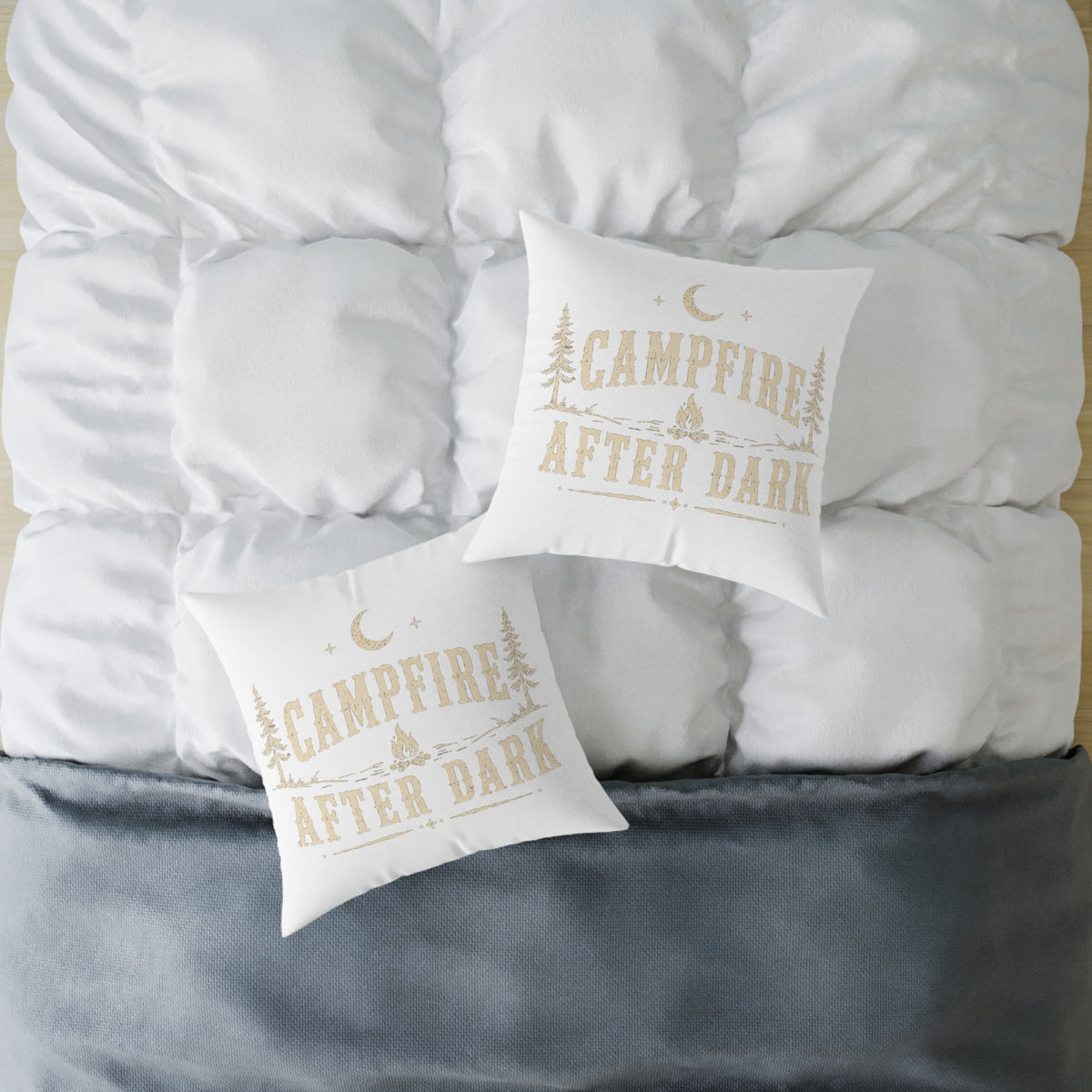 Campfire After Dark Square Pillow Milo Bailey Dog Dad Mom- Rustic Camping Decorative Throw Pillow