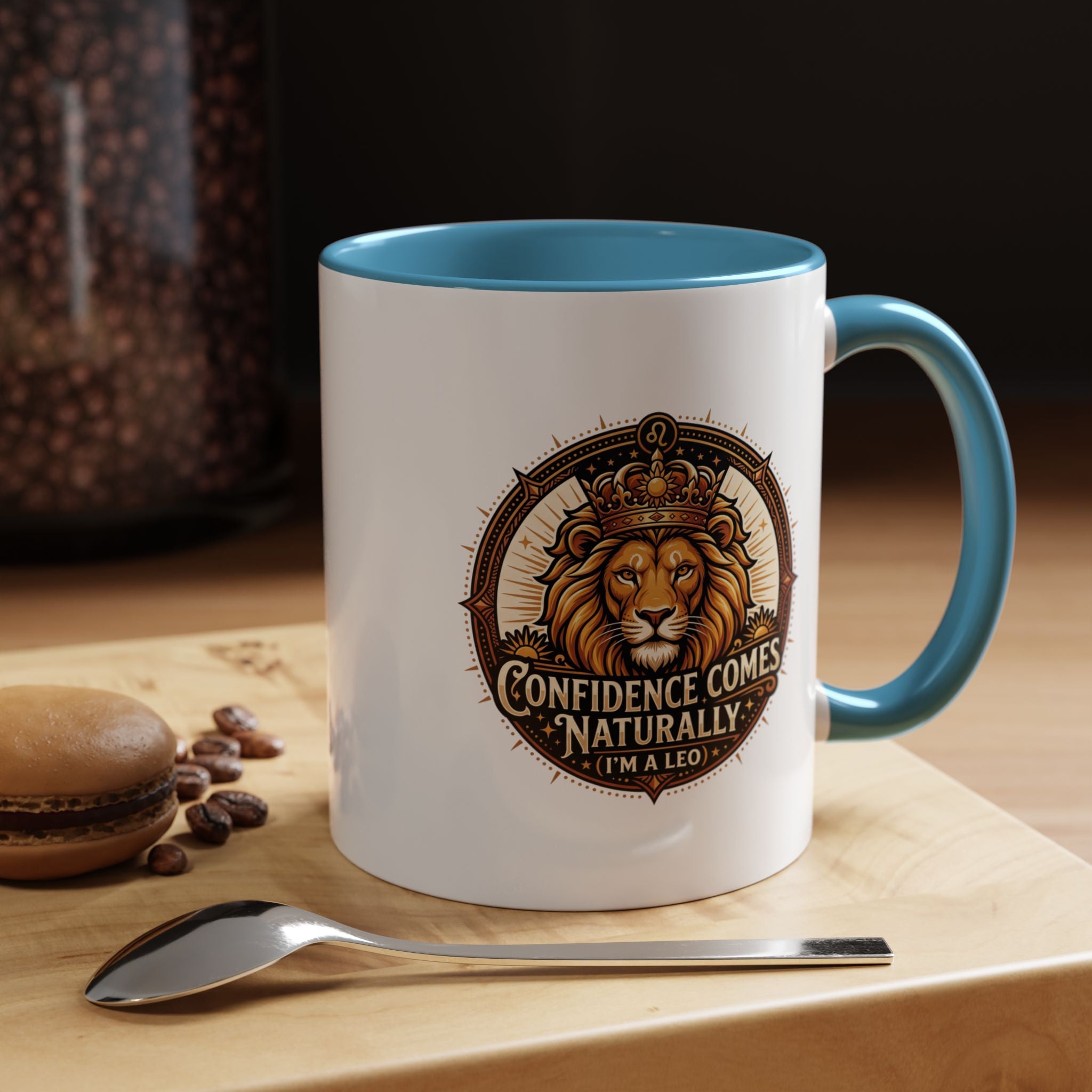 Lion Zodiac Coffee Mug - "Confidence Comes Naturally" Accent Mug (11/15oz)
