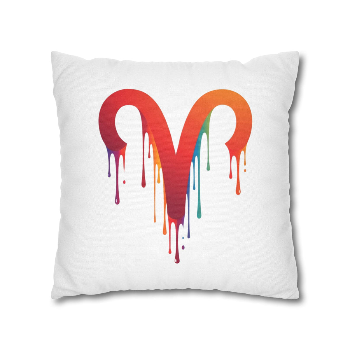Aries Rainbow Drip Heart Pillowcase — Colorful Melting Heart Decorative Pillow