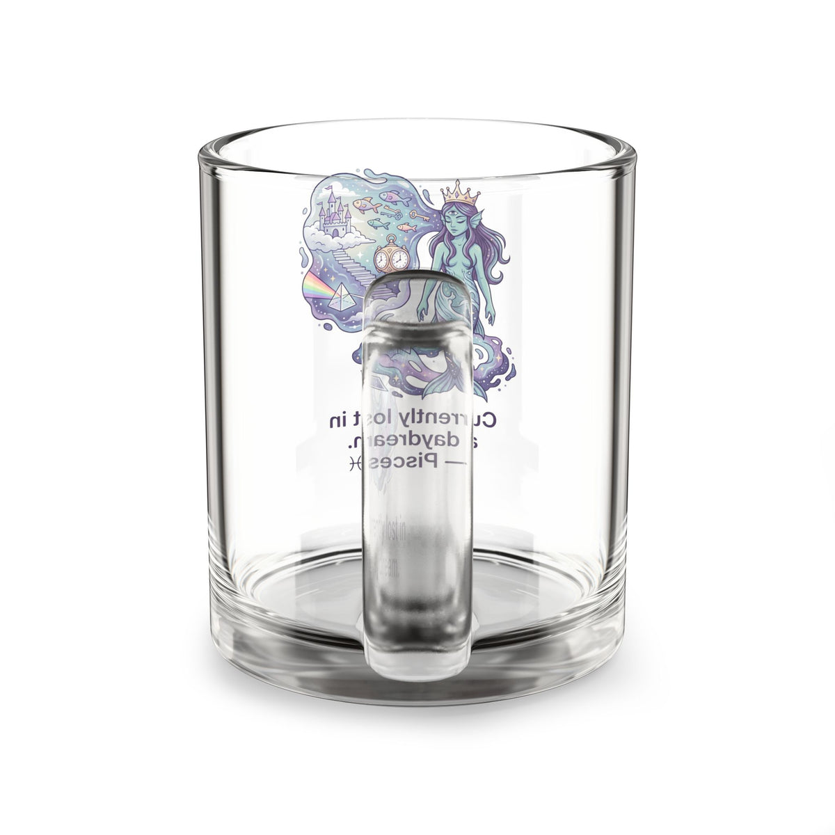 Pisces Glass Mug — "Currently Lost in a Daydream" Zodiac Coffee Cup