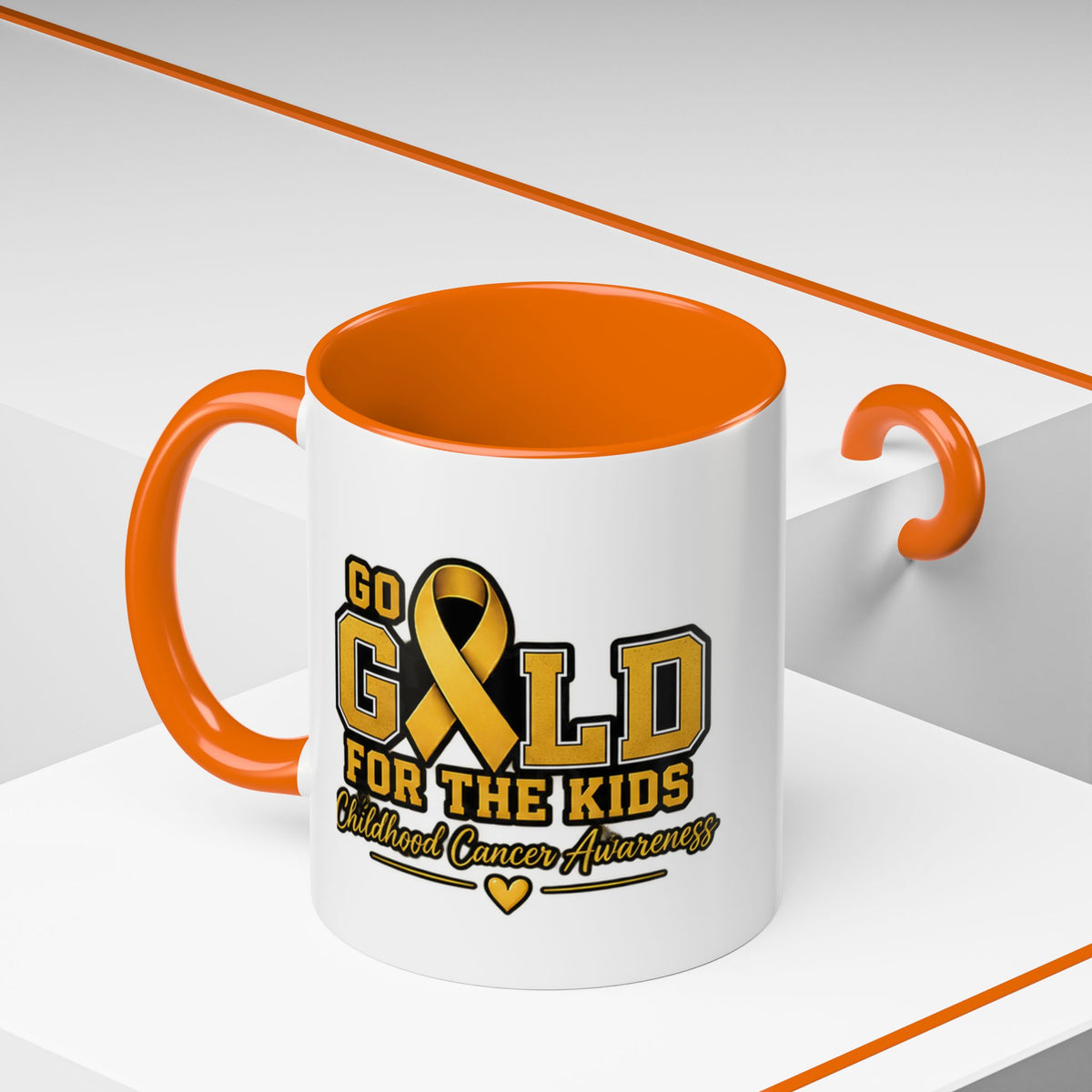Gold For The Kids Coffee Mug — Childhood Cancer Awareness Accent Mug (11/15oz)