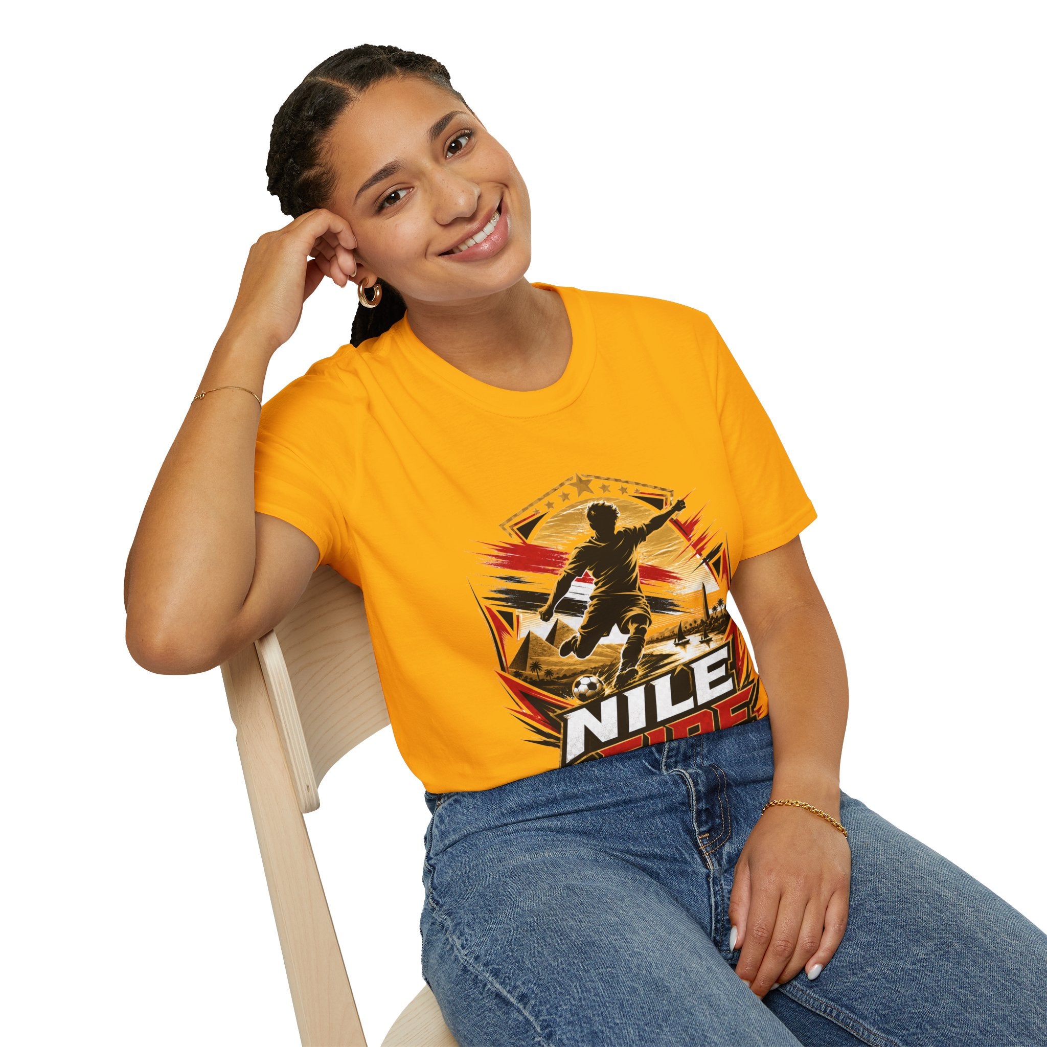 Egypt Soccer Player Nile Fire Graphic T-Shirt — Retro Athletic Team Tee