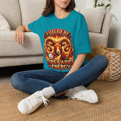 Fueled By Fire & Aries Energy T-Shirt — Zodiac Ram Graphic Tee