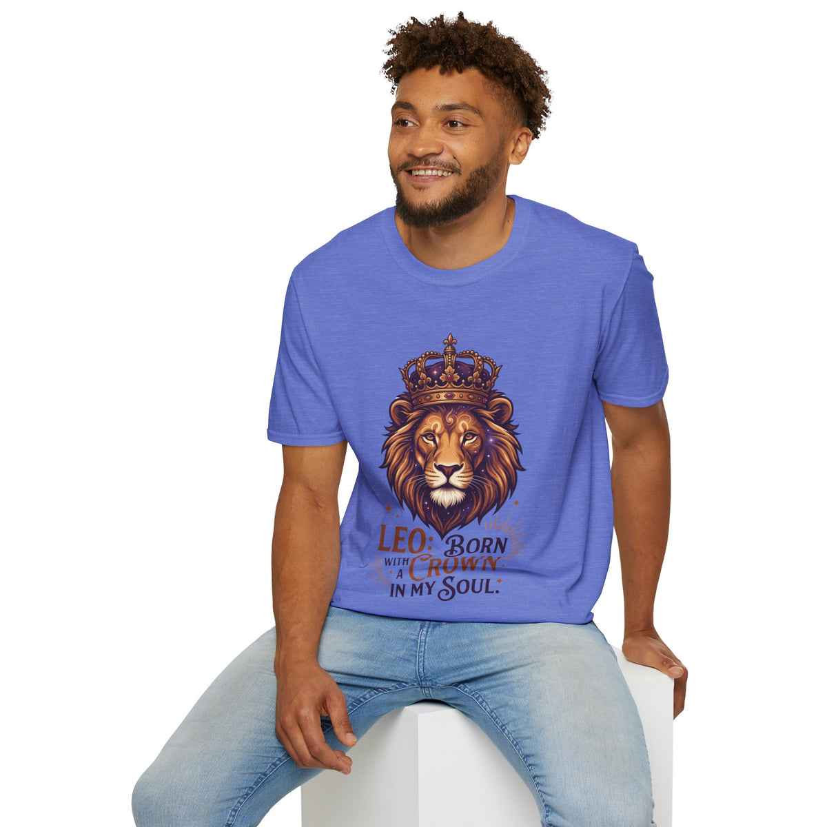 Leo Zodiac Lion T-Shirt — "Born with a Crown in My Soul" Zodiac Graphic Tee