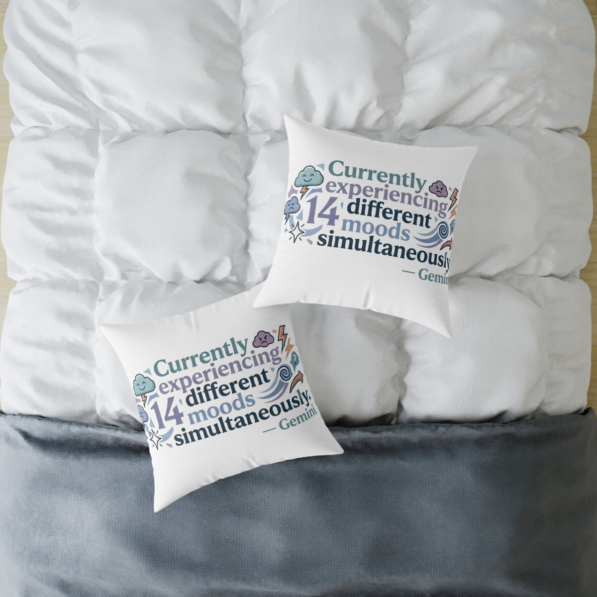 Gemini Zodiac Currently Experiencing Different Moods Simultaneously Square Poly Canvas Pillow