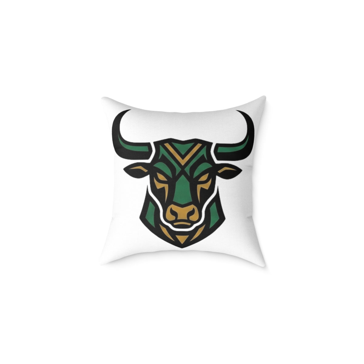 Astrological Taurus Zodiac Colorful Bull Head  Square Poly Canvas Pillow