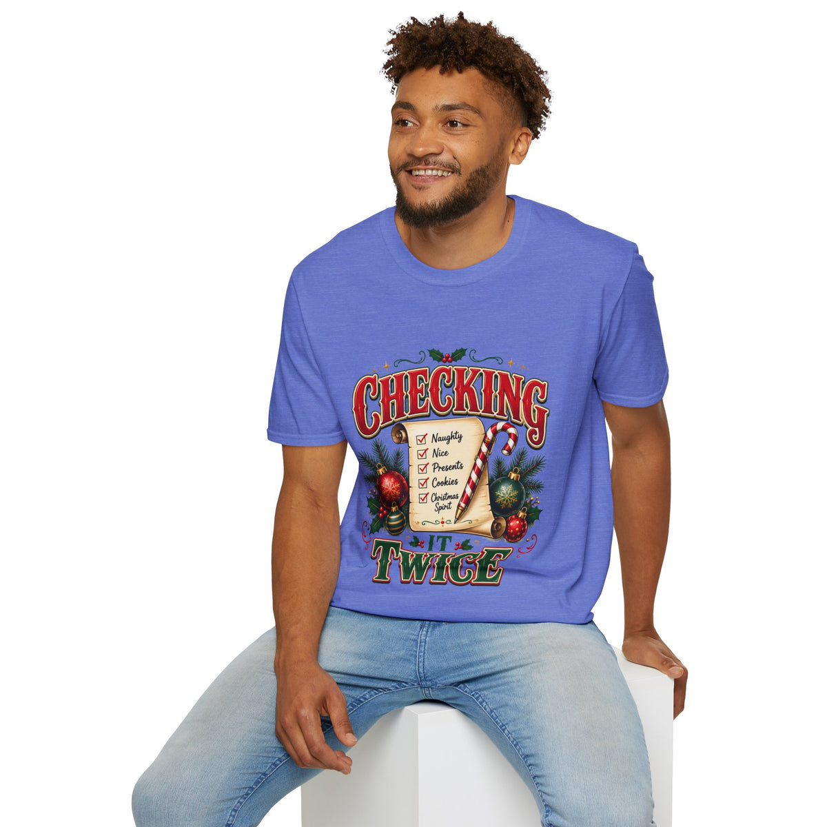 Checking It Twice Christmas T-Shirt — Naughty or Nice Holiday Tee