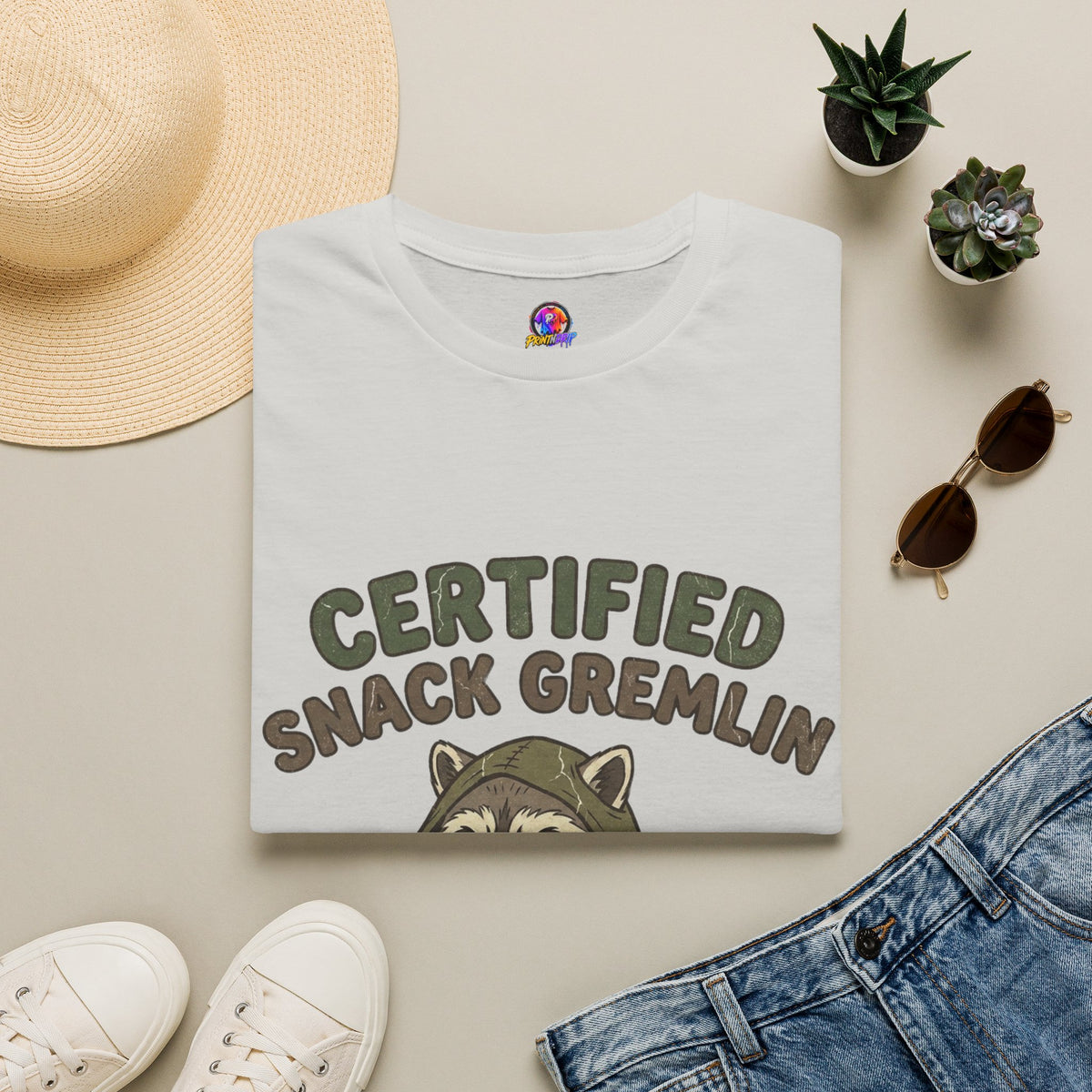 Certified Snack Gremlin T-Shirt — Funny Raccoon Snack Lover Tee