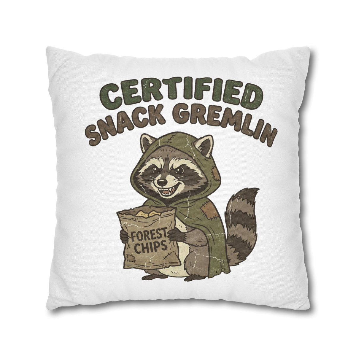 Funny Certified Snack Gremlin Raccoon Throw Pillowcase