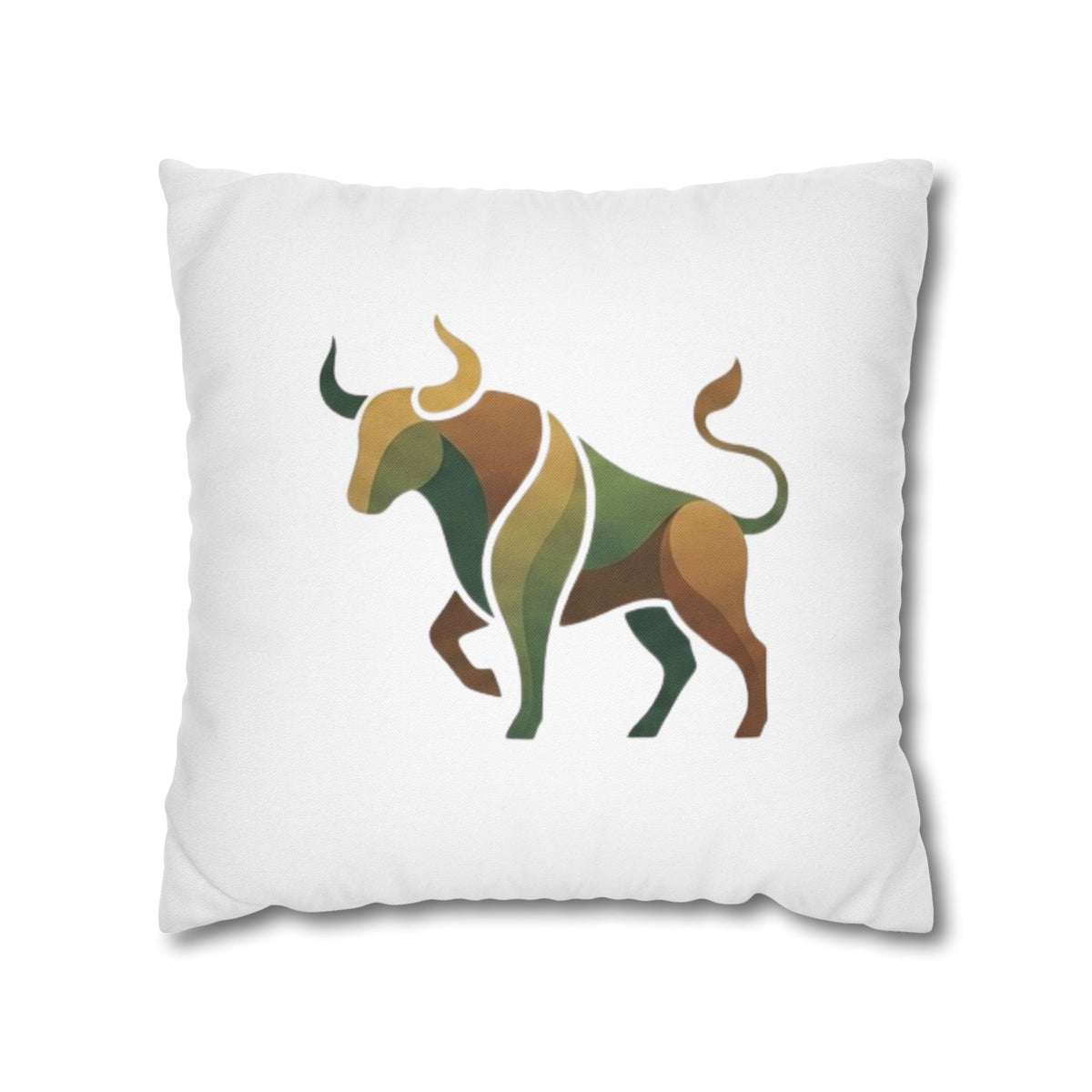 Taurus Geometric Bull Throw Pillowcase – Earth Tone Taurus Home Decor