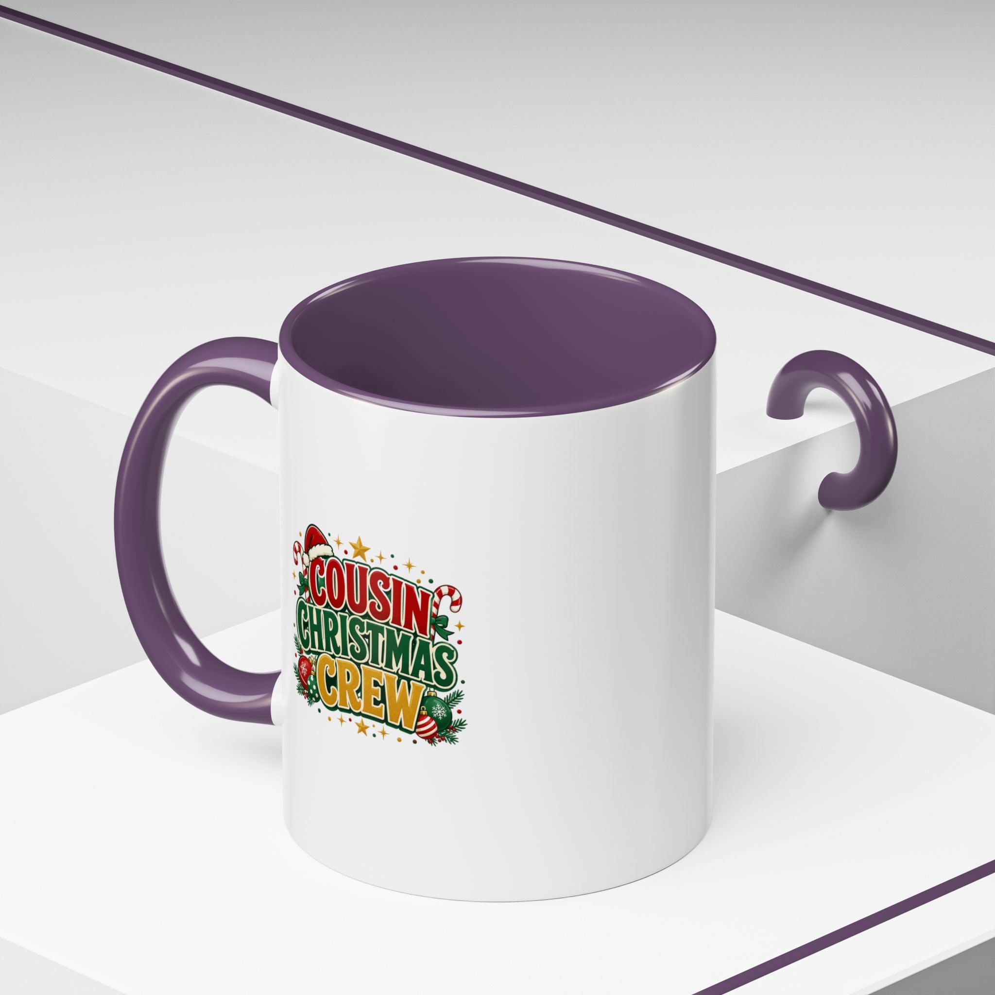 Cousin Christmas Crew Accent Coffee Mug — Holiday Family Christmas Coffee Cup