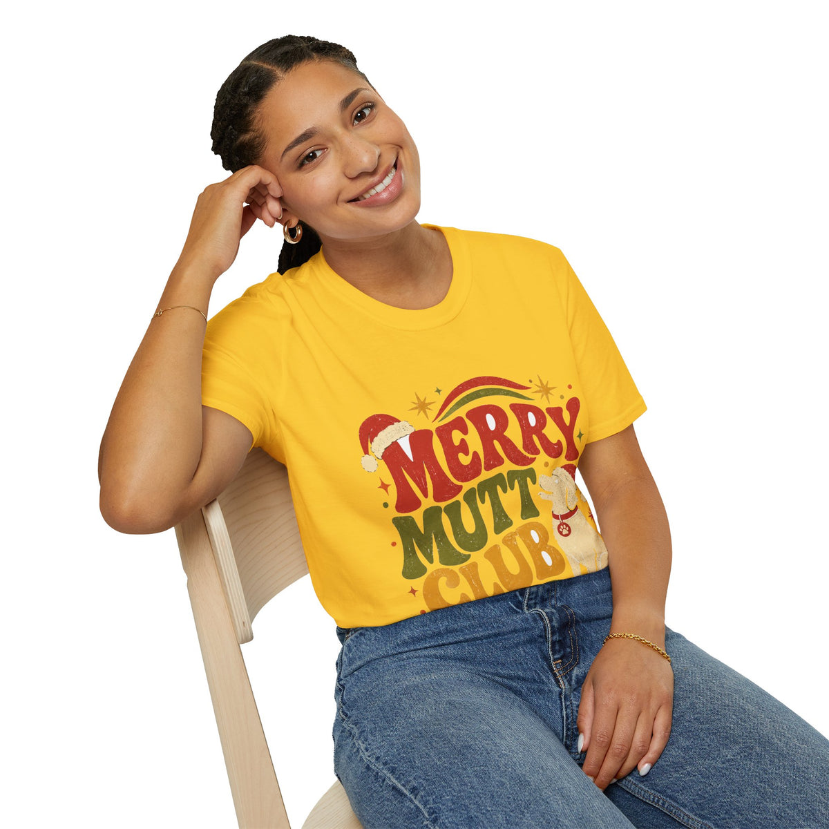 Merry Mutt Club T-Shirt — Retro Christmas Dog Lover Tee