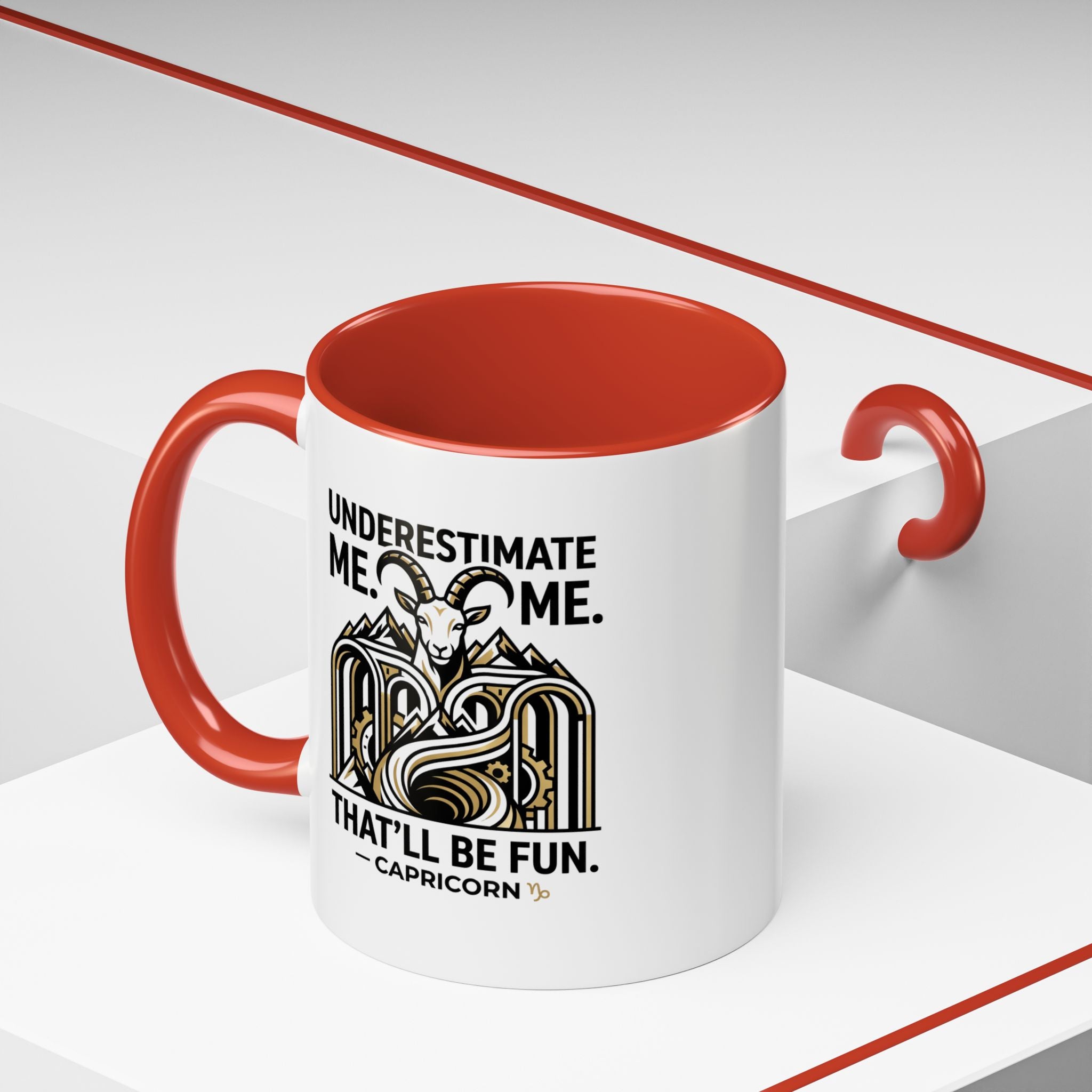 Capricorn Coffee Mug — "Underestimate Me. That'll Be Fun." Zodiac Accent Mug (11/15oz)