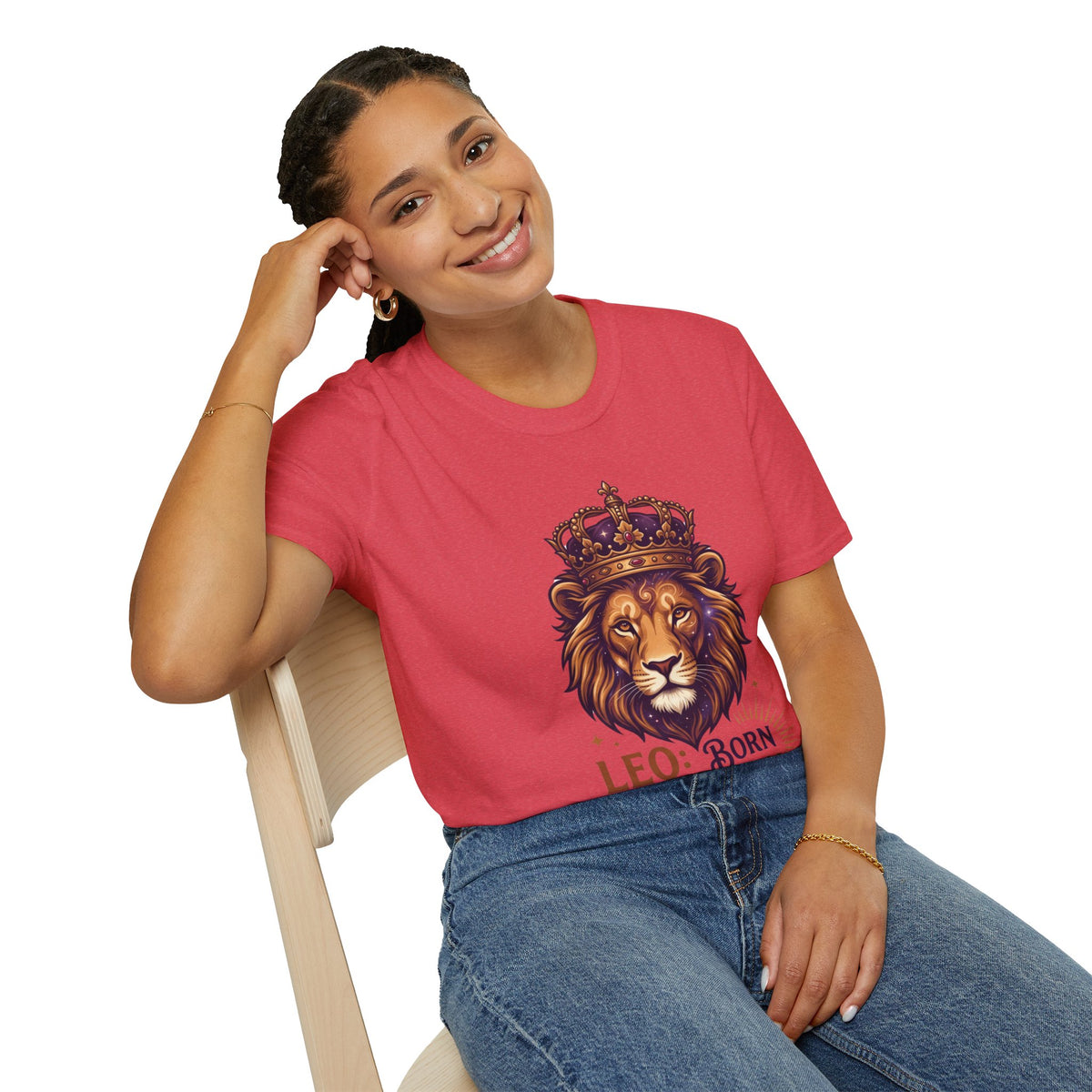 Leo Zodiac Lion T-Shirt — "Born with a Crown in My Soul" Zodiac Graphic Tee