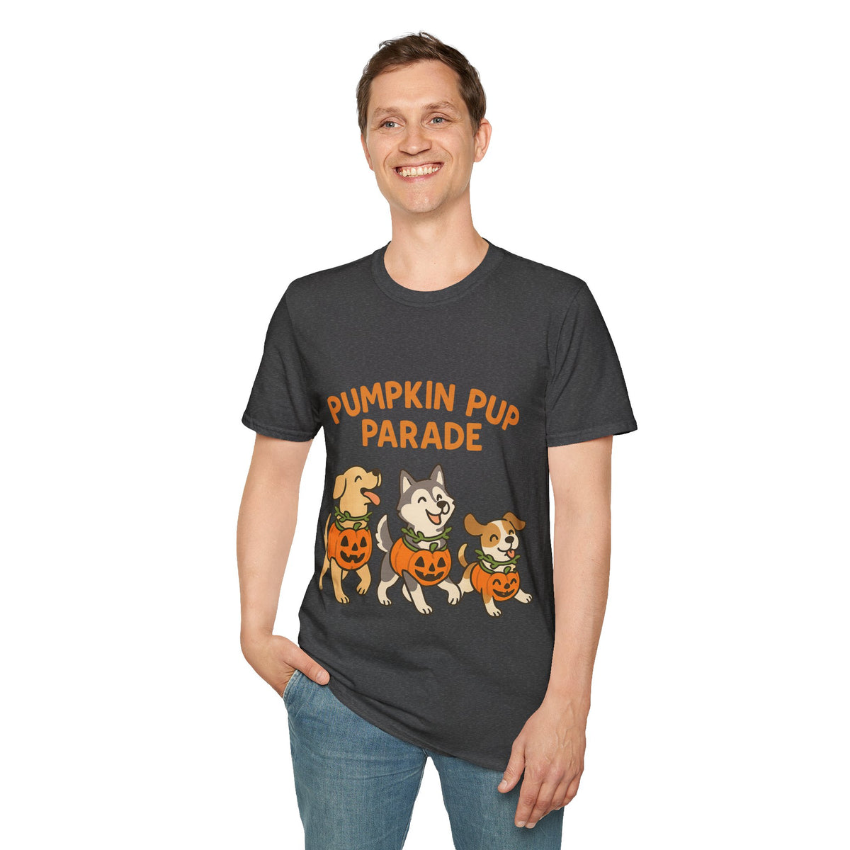 Pumpkin Pup Parade Graphic Tee, Cute Halloween Dogs Fall Season T-Shirt - Trending Now - September 2026