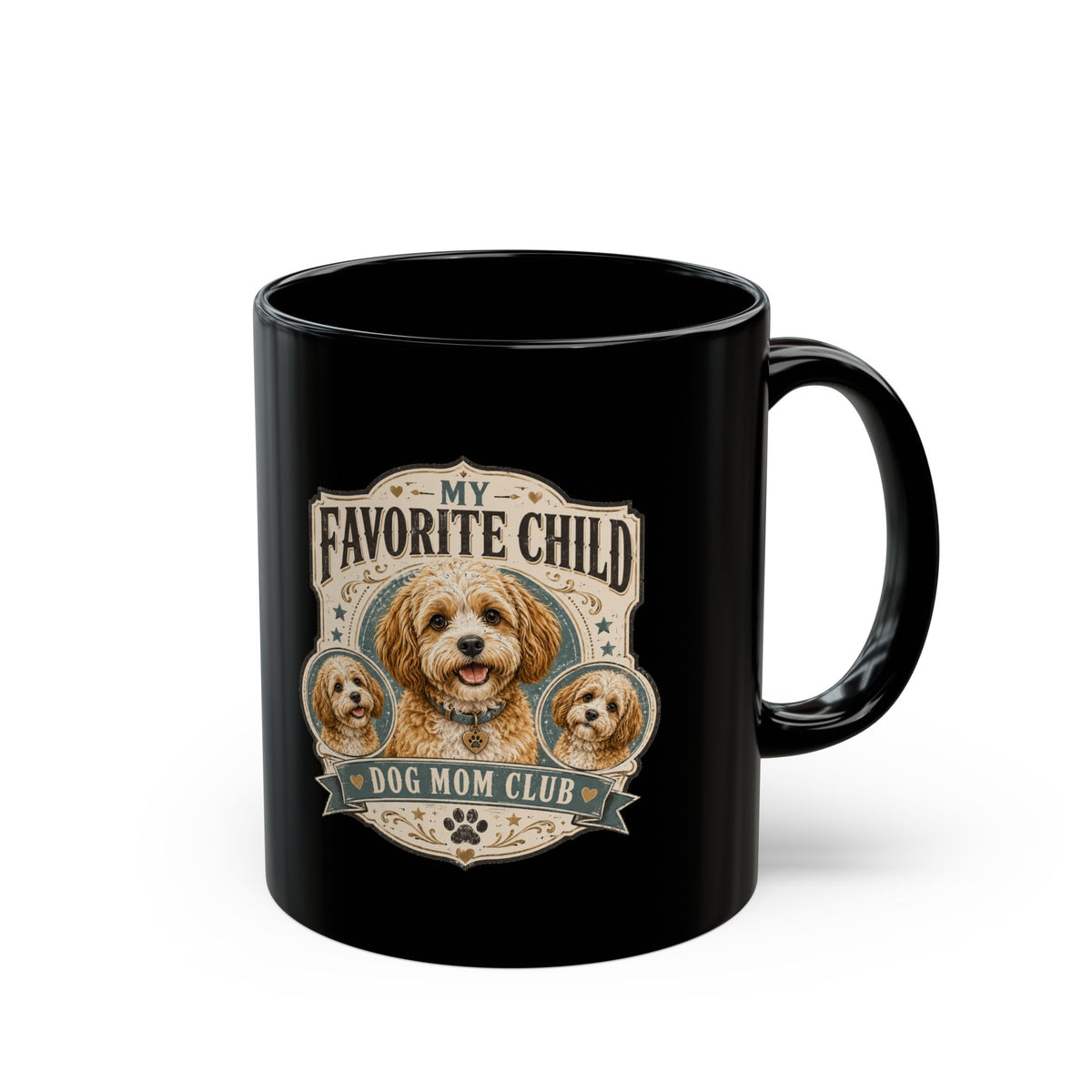 Milo Bailey Dog Dad Mom Dog Mom Club Black Mug — “My Favorite Child” Cute Puppy Coffee Cup