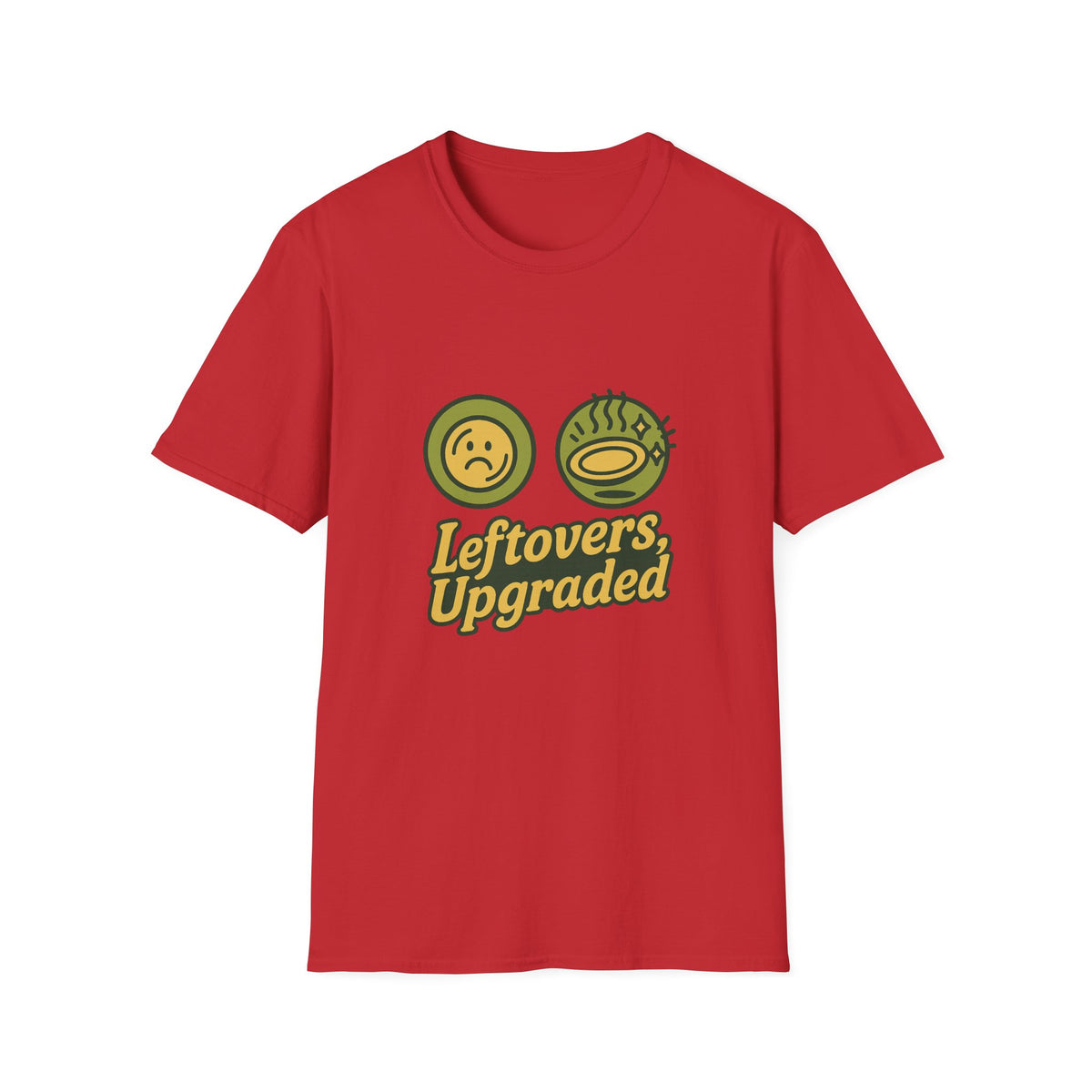 Leftovers Upgraded T-Shirt — Funny Foodie Tee with Soup & Smiley Icons - Trending Now - September 2026