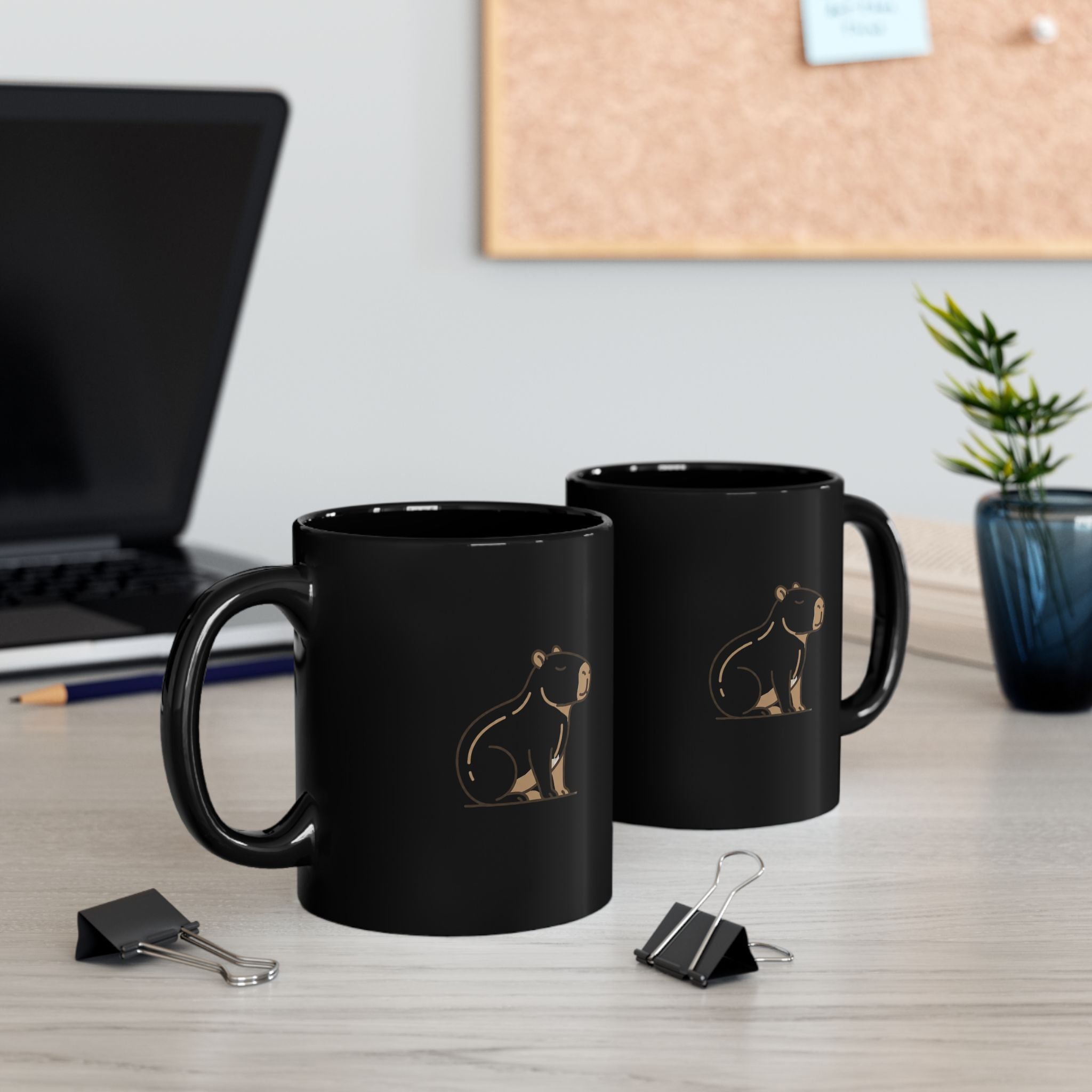 Funny Black Coffee Mug with Minimalist Bear Graphic – Cute Woodland Animal Gift