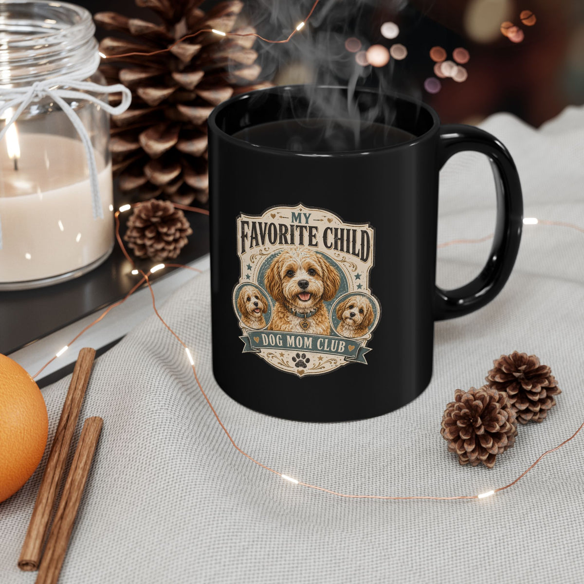 Milo Bailey Dog Dad Mom Dog Mom Club Black Mug — “My Favorite Child” Cute Puppy Coffee Cup