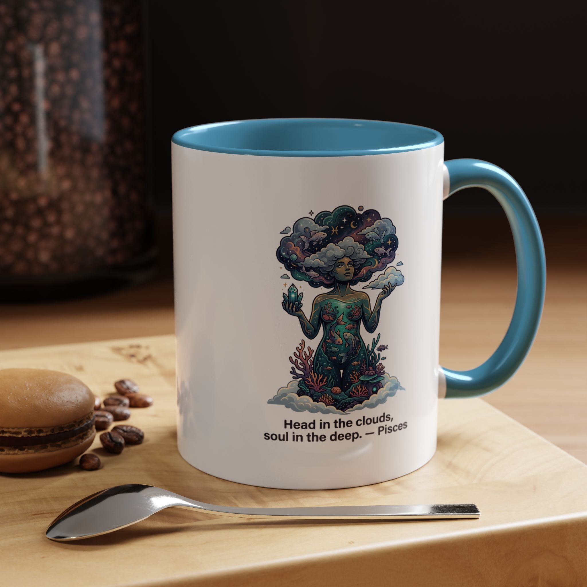 Pisces Coffee Mug — "Head in the clouds, soul in the deep" Accent Mug