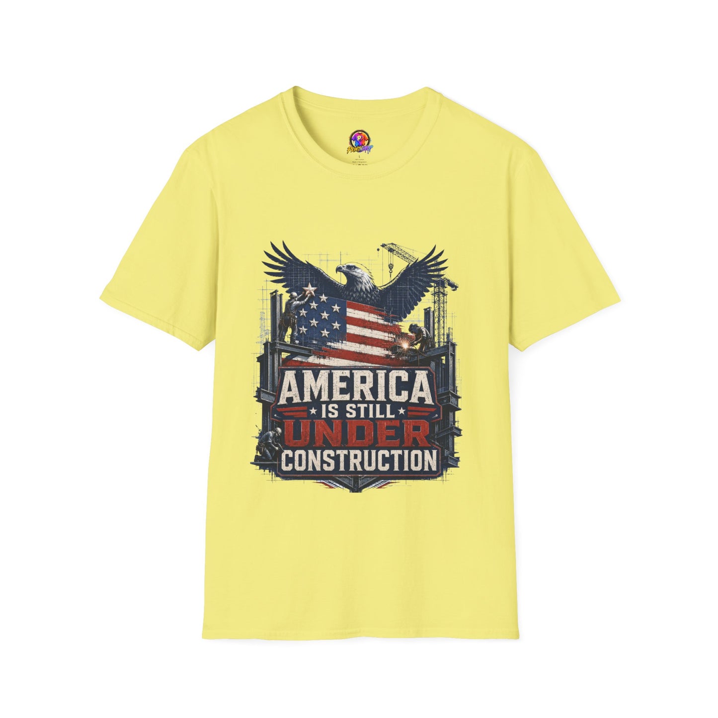 T-Shirt — 'America Is Still Under Construction' Patriotic Eagle Graphic