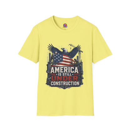 T-Shirt — 'America Is Still Under Construction' Patriotic Eagle Graphic