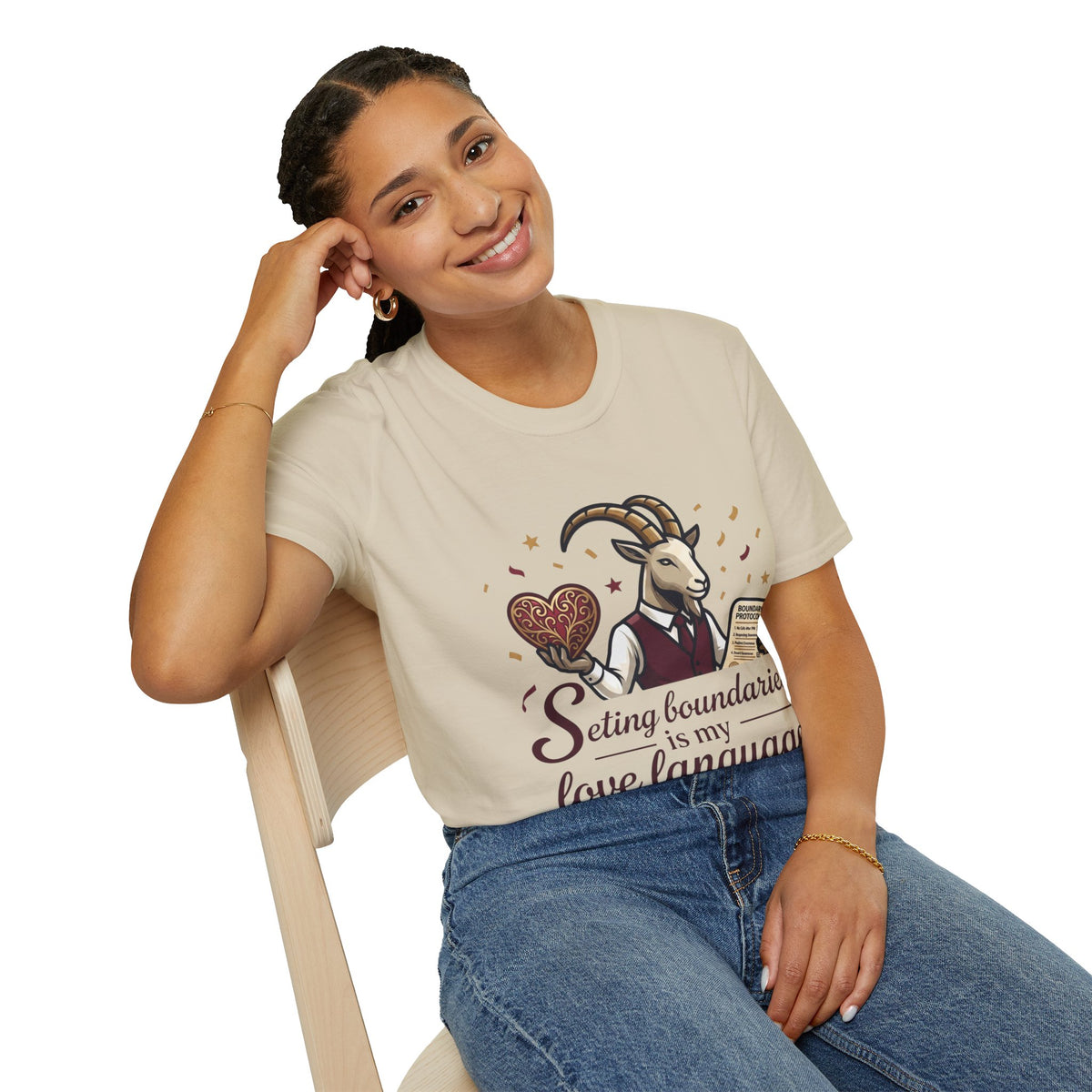 Capricorn T-Shirt — "Setting Boundaries is My Love Language" Zodiac Goat Tee