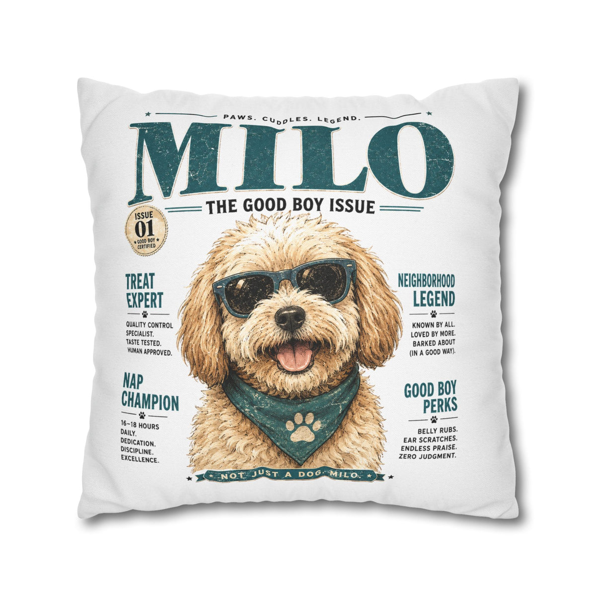 Milo 'The Good Boy Issue' Decorative Pillowcase Milo Bailey Dog Dad Mom