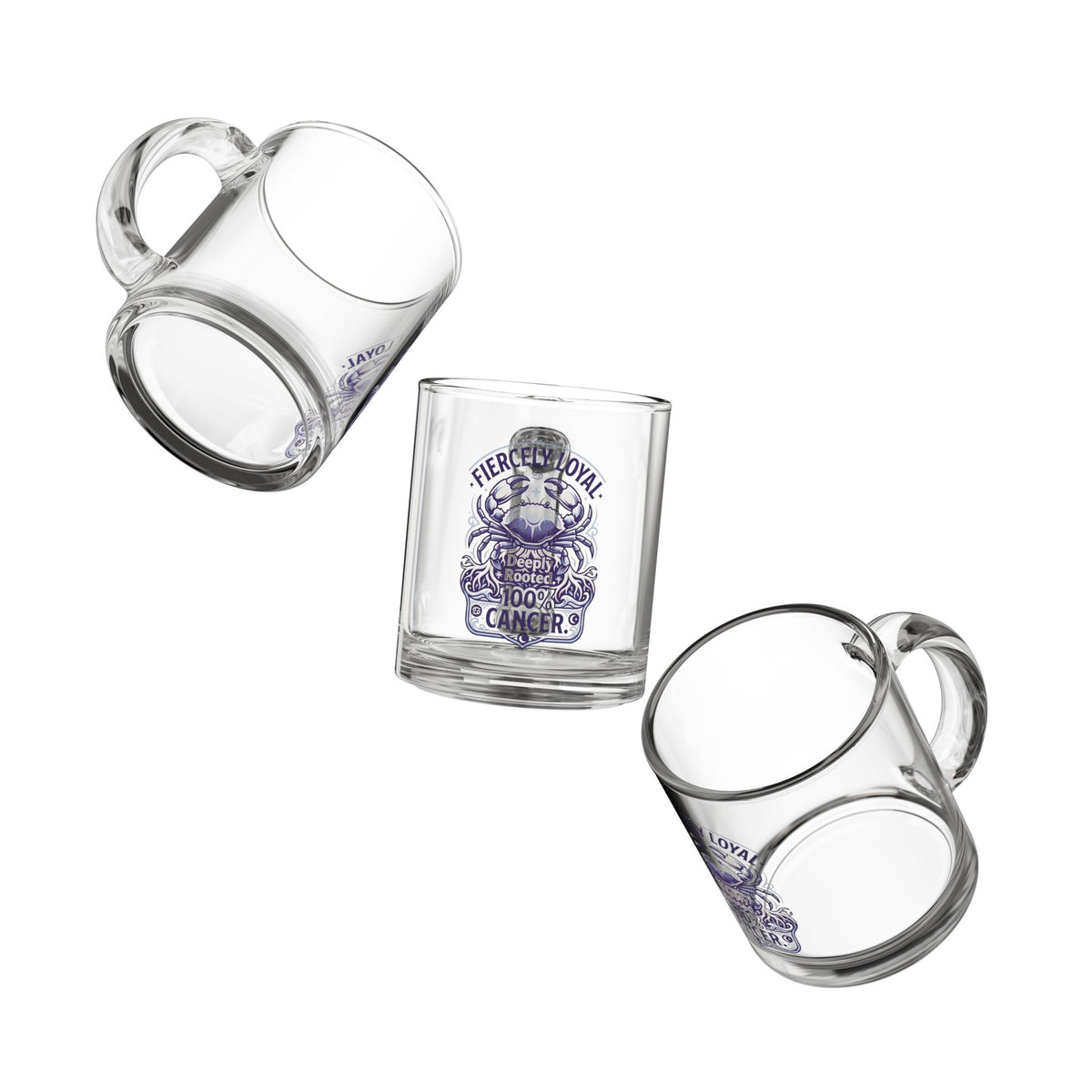 Cancer Zodiac Glass Mug — "Fiercely Loyal, Deeply Rooted" 10oz