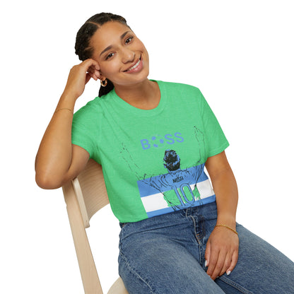 Soccer Boss T‑Shirt — 'BOSS' Striped Football Player Graphic Tee