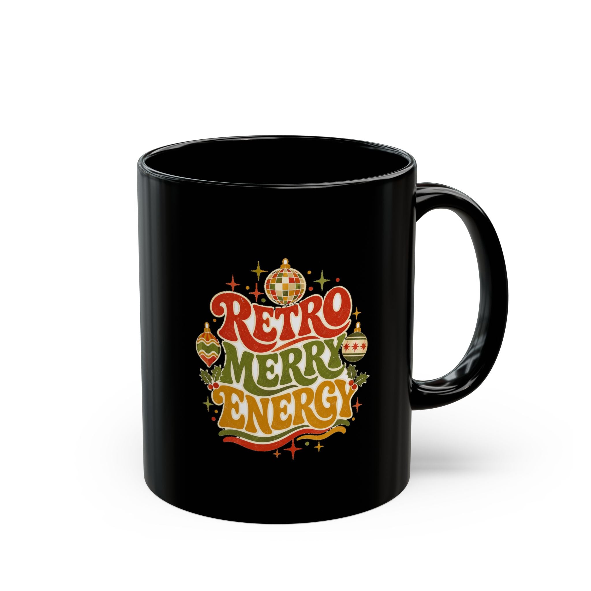 Modern Day Christmas Retro Merry Energy Mug — Vintage Christmas Coffee Cup