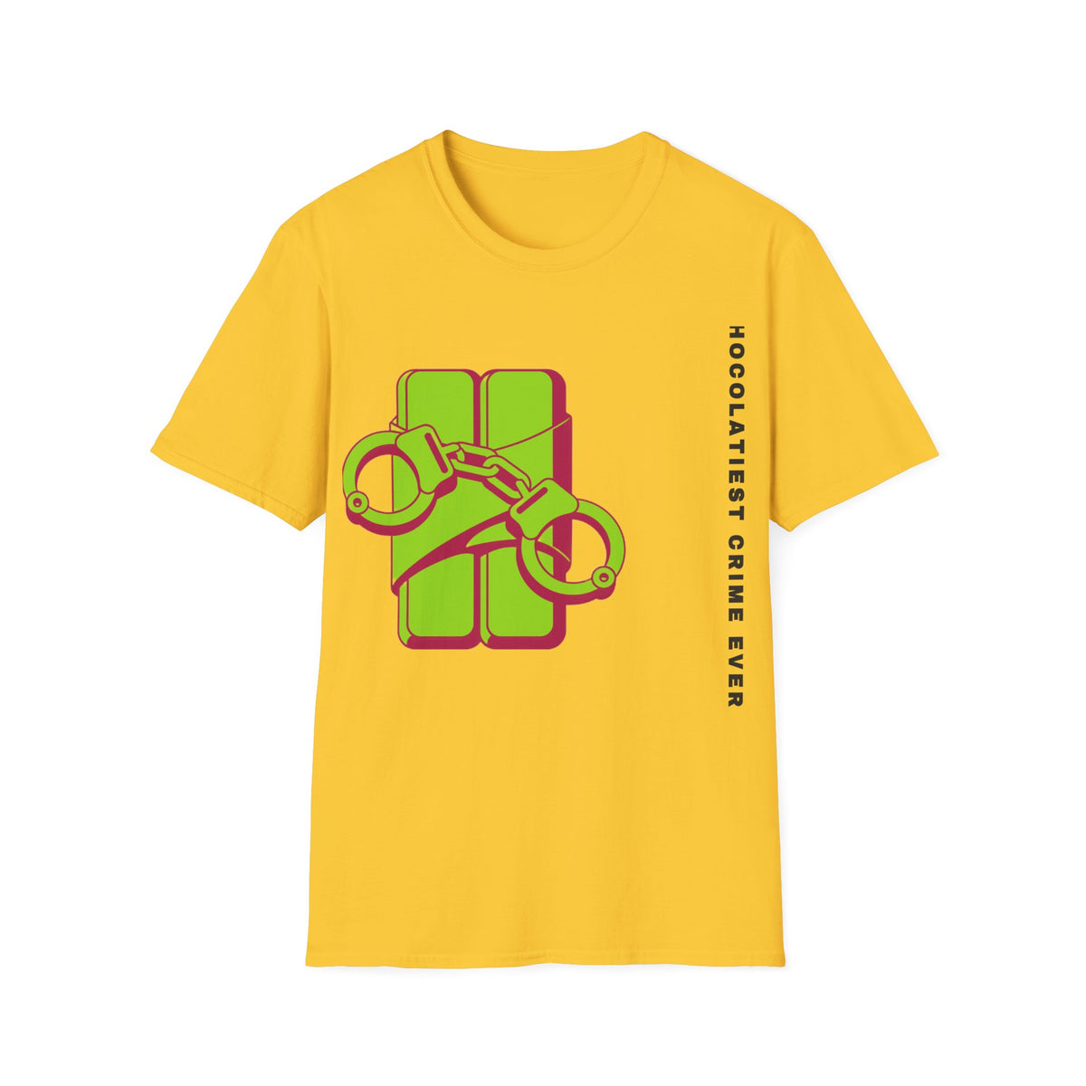 Chocolateie Graphic T‑Shirt — Green Candy Bar with Handcuffs Design - Trending Now - September 2026