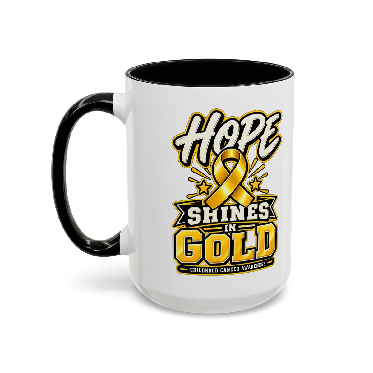 Hope Shines in Gold Coffee Mug — Childhood Cancer Awareness Accent Mug