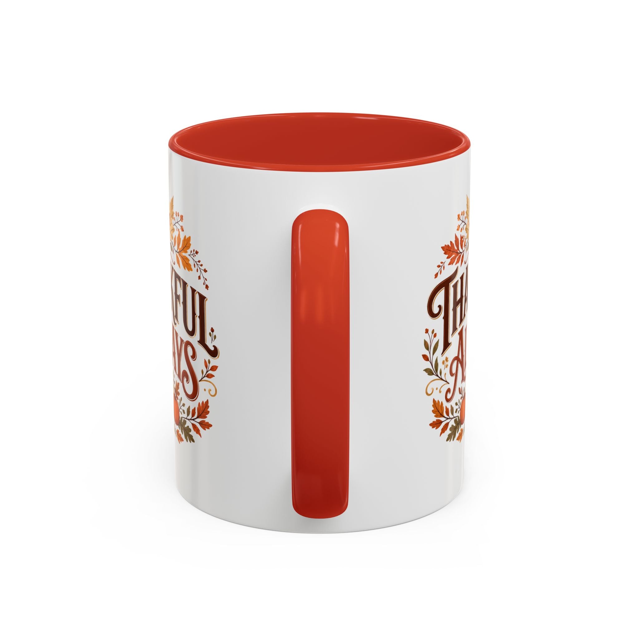 Thanksgiving Mug Thankful Always Accent Coffee Mug — Fall Pumpkin & Leaves Thanksgiving Gift