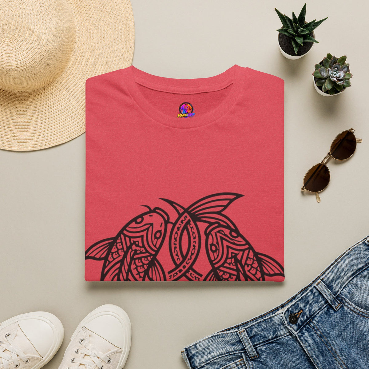 Pisces Zodiac Koi Fish Mandala T-Shirt — Intricate Zen koi Circle Design