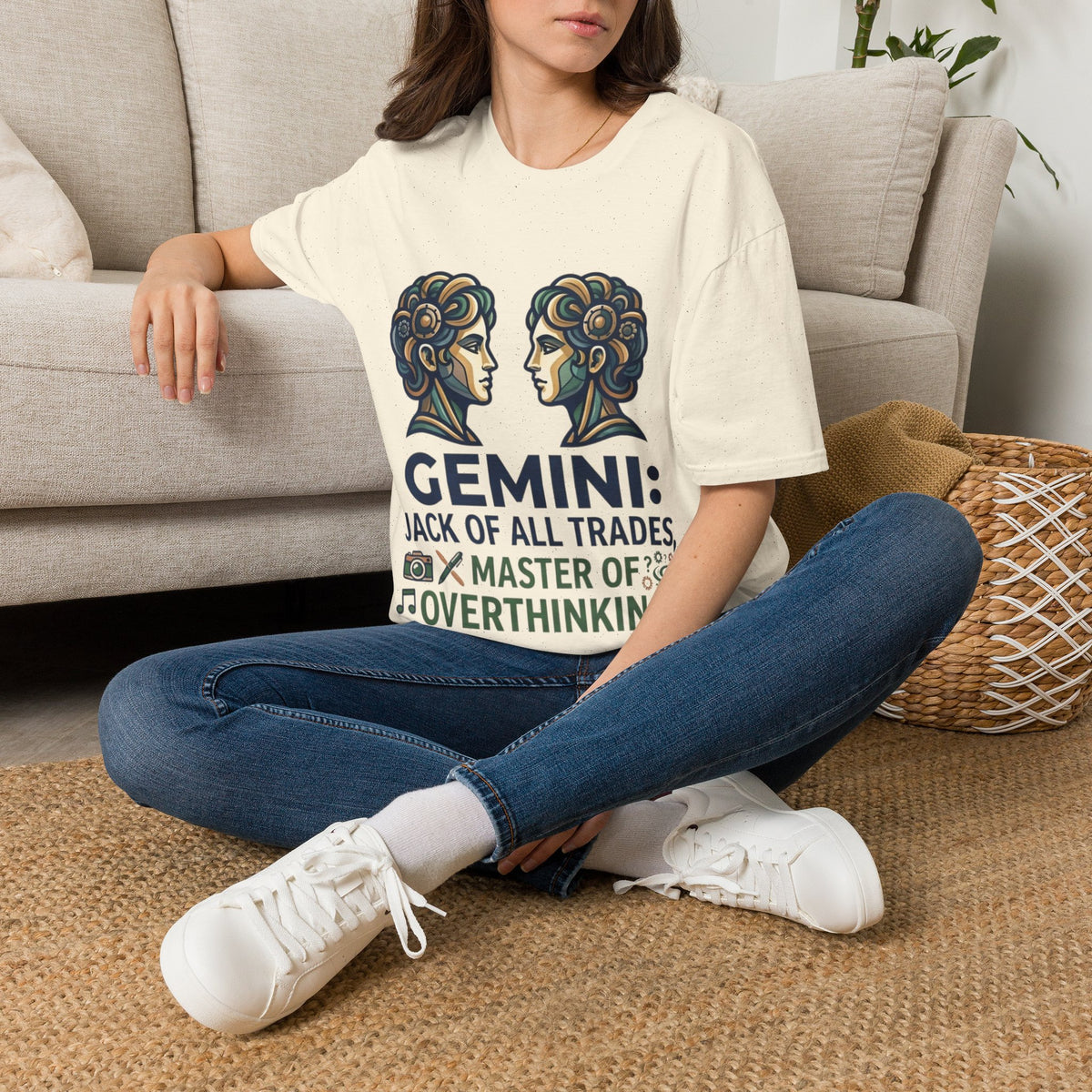 Gemini Zodiac T‑Shirt — Vintage Twins Astrology Tee ("Gemini: Jack of All Trades")