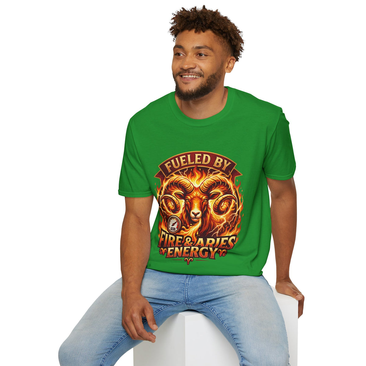 Aries Zodiac Fueled By Fire & Aries Energy T-Shirt — Zodiac Ram Graphic Tee