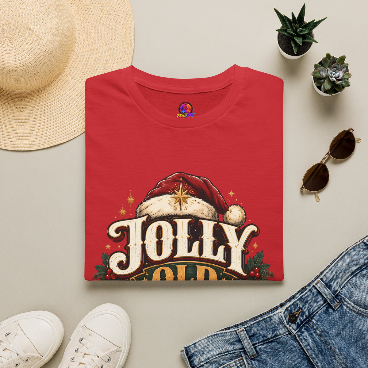Jolly Old Soul T-Shirt — Vintage Santa Holiday Graphic Tee