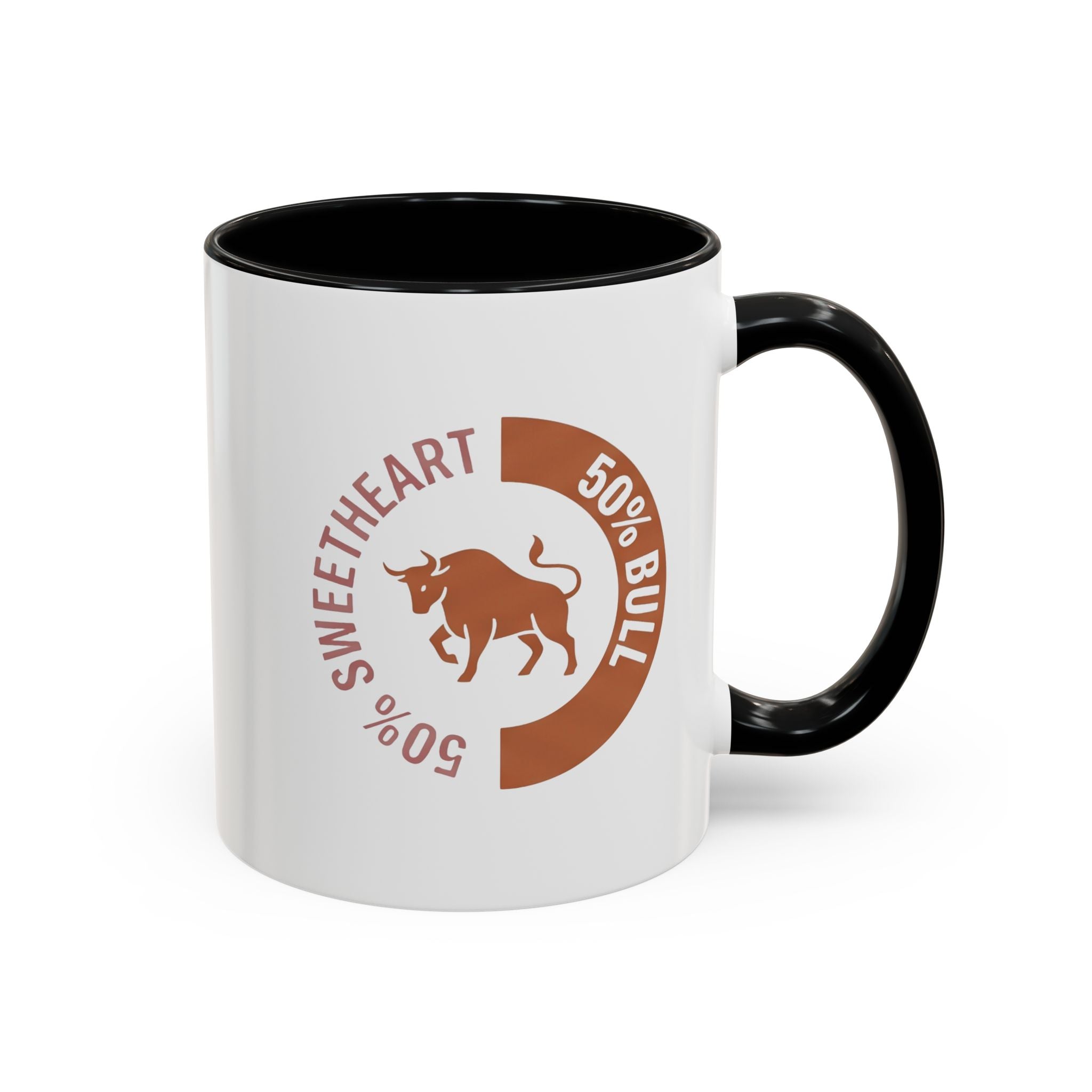 Coffee Mug – "50% Sweetheart 50% Bull" Accent Ceramic Mug